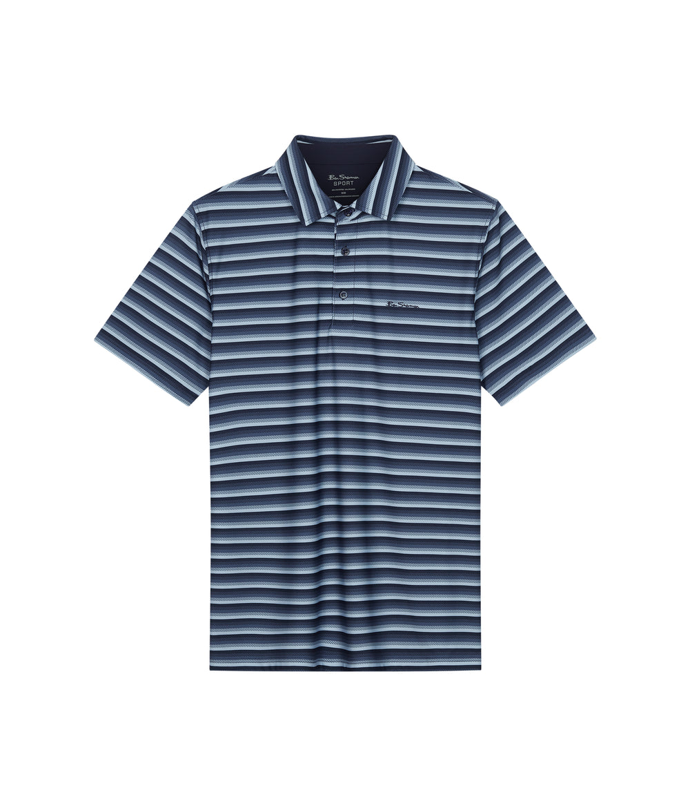 Ben Sherman Multi Stripe Tech Jersey Sports Fit Poloshirt Mørkeblå | AXMDQ1472