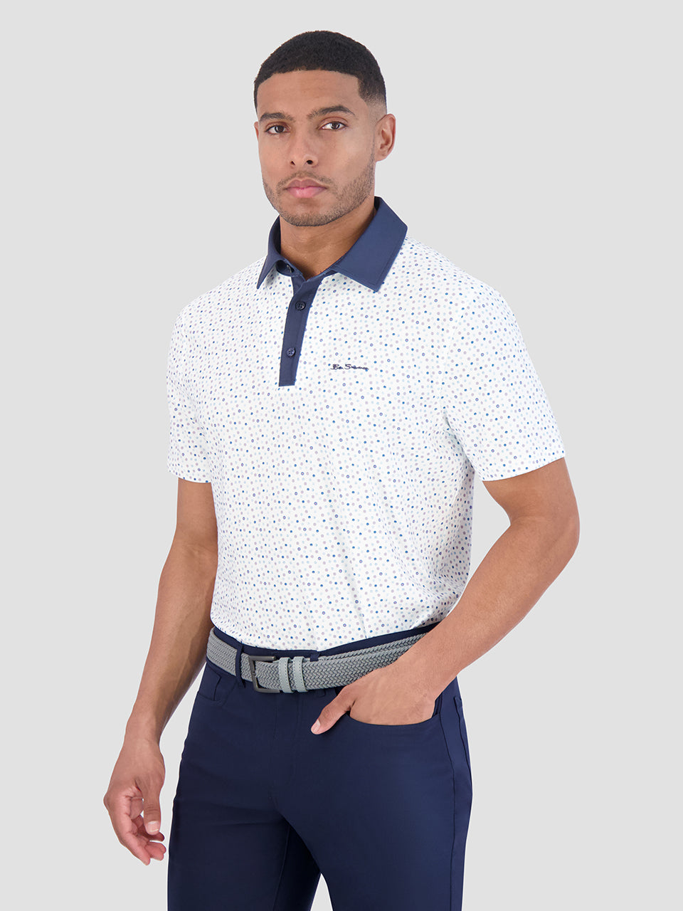 Ben Sherman Polka Dots Tech Jersey Sports Fit Poloshirt Hvide | VYOBP0987