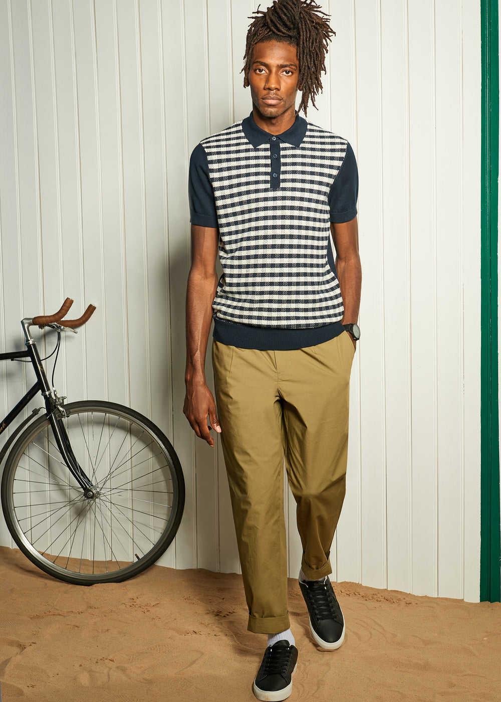 Ben Sherman Poplin Relaxed-Taper Pleated Bukser Olivengrøn | AXNSL6721