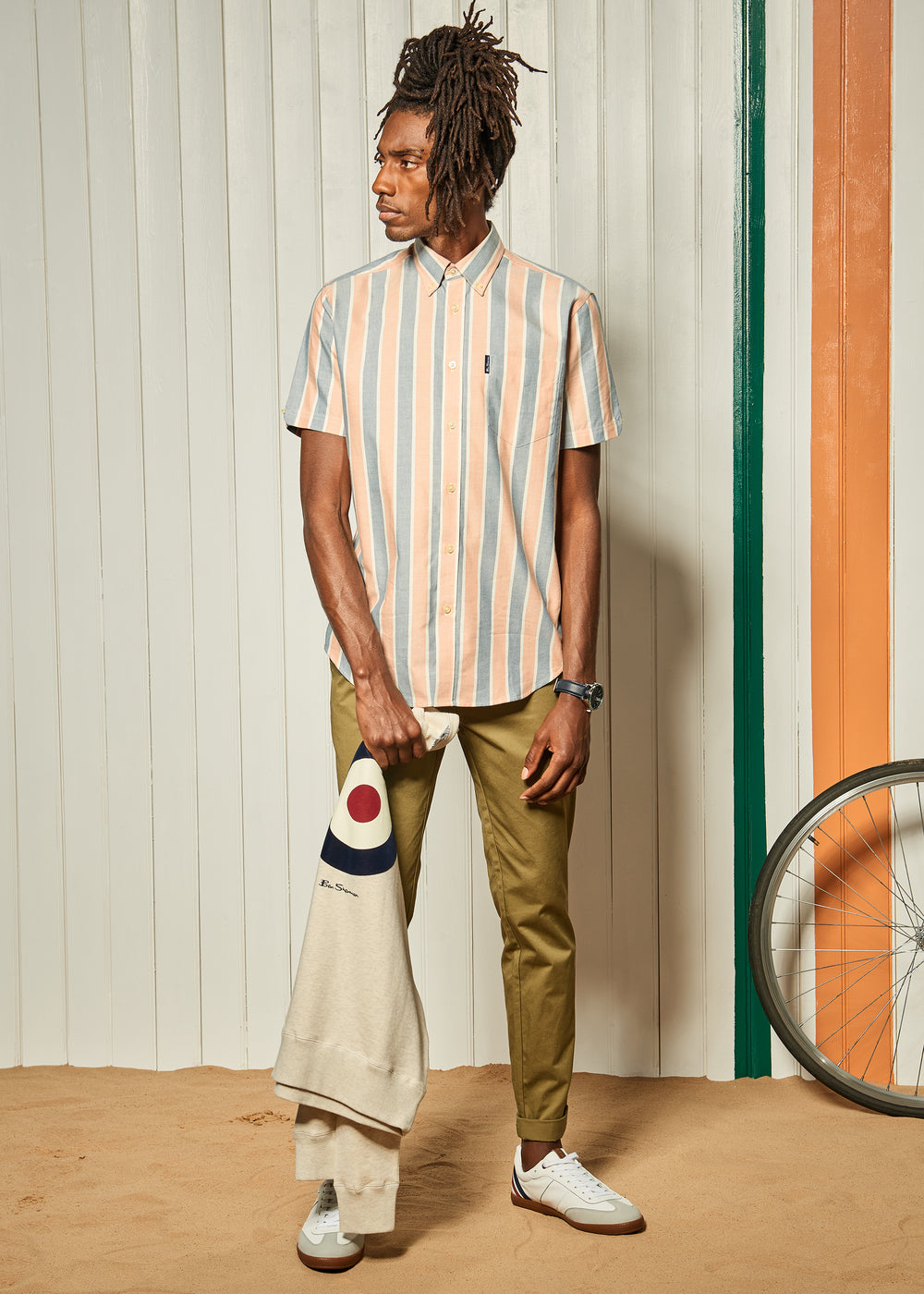 Ben Sherman Poplin Relaxed-Taper Pleated Bukser Olivengrøn | AXNSL6721