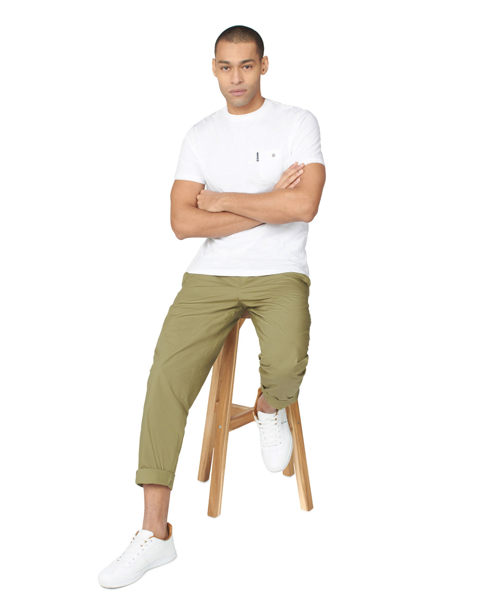 Ben Sherman Poplin Relaxed-Taper Pleated Bukser Olivengrøn | AXNSL6721