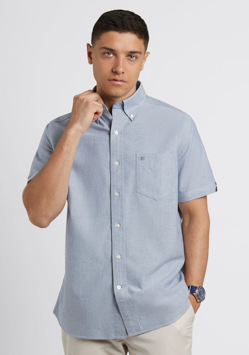 Ben Sherman Short Sleeve Brighton Oxford Organic Skjorte Mørkeblå | THKIS4239