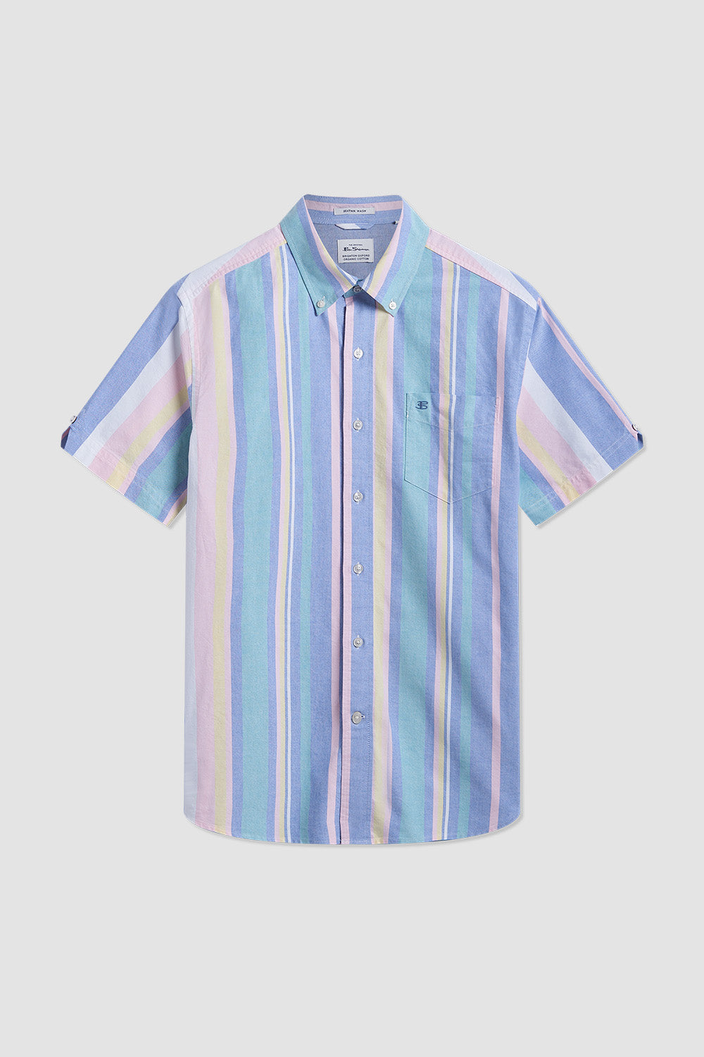 Ben Sherman Short Sleeve Brighton Oxford Organic Stripe Skjorte Flerfarvede Striber | YHQOK4560