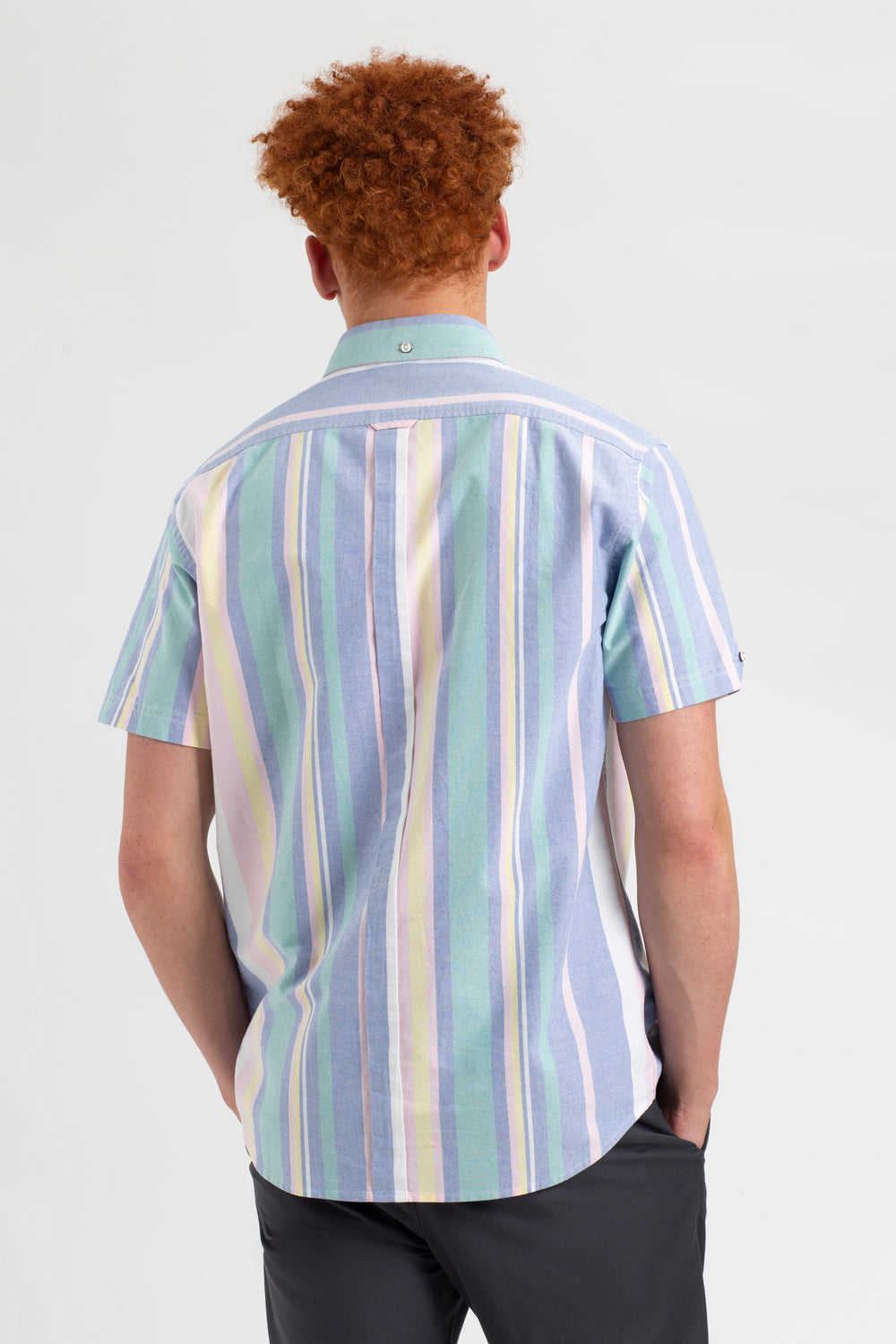 Ben Sherman Short Sleeve Brighton Oxford Organic Stripe Skjorte Flerfarvede Striber | YHQOK4560