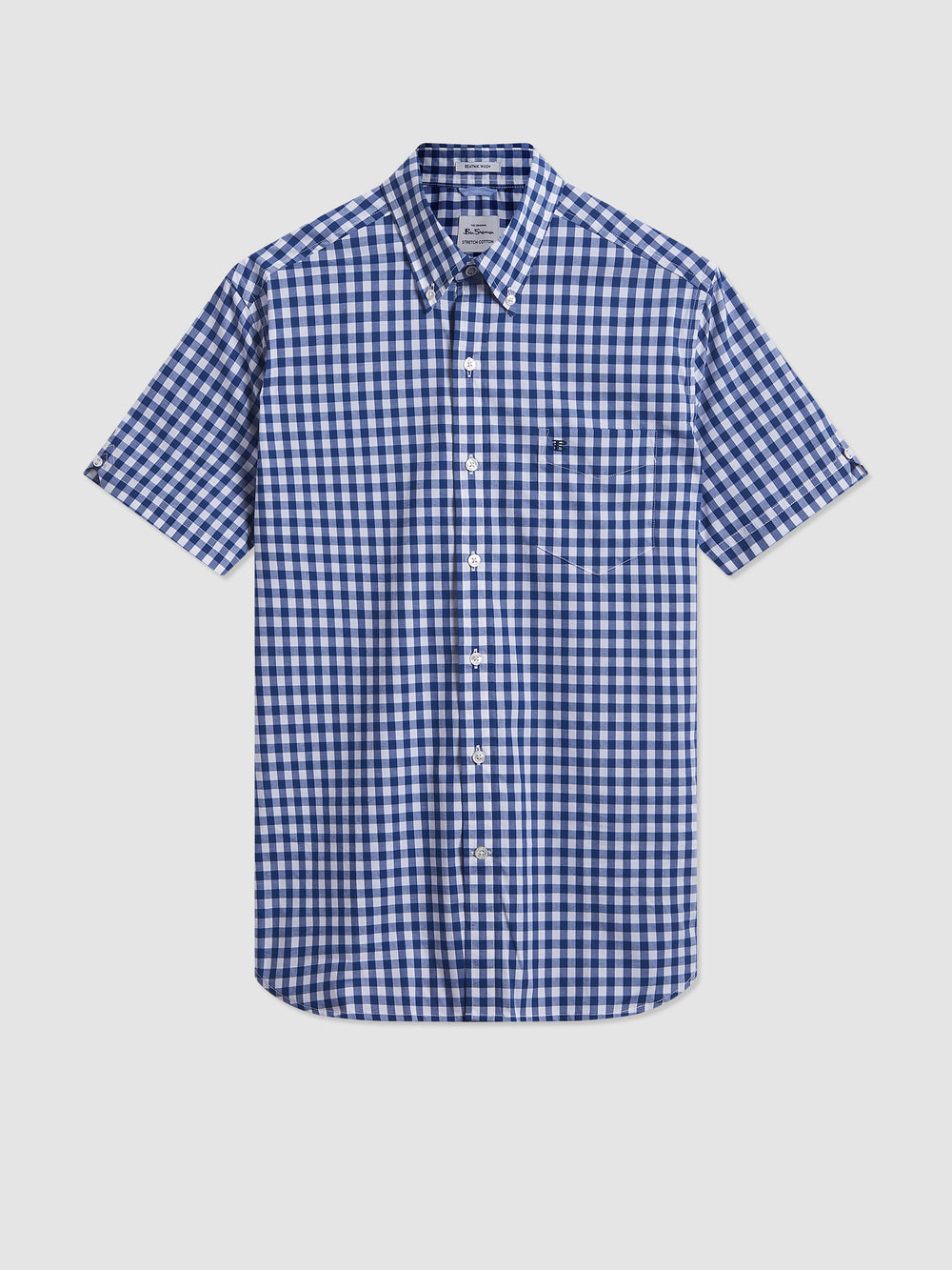 Ben Sherman Short Sleeve House Poplin Gingham Skjorte Mørkeblå Olivengrøn | BJRTC0682