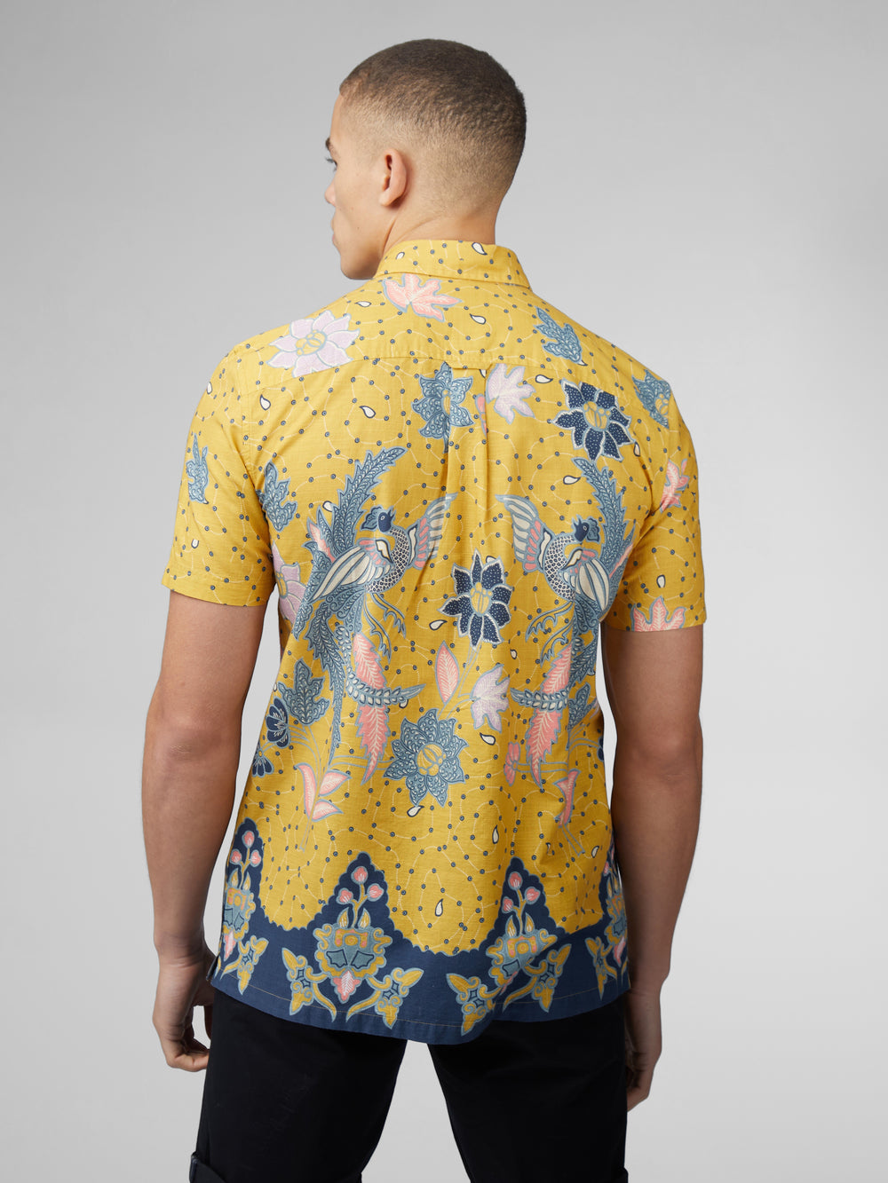 Ben Sherman Signature Abstract Botanical Print Skjorte Gul | HIESL8137