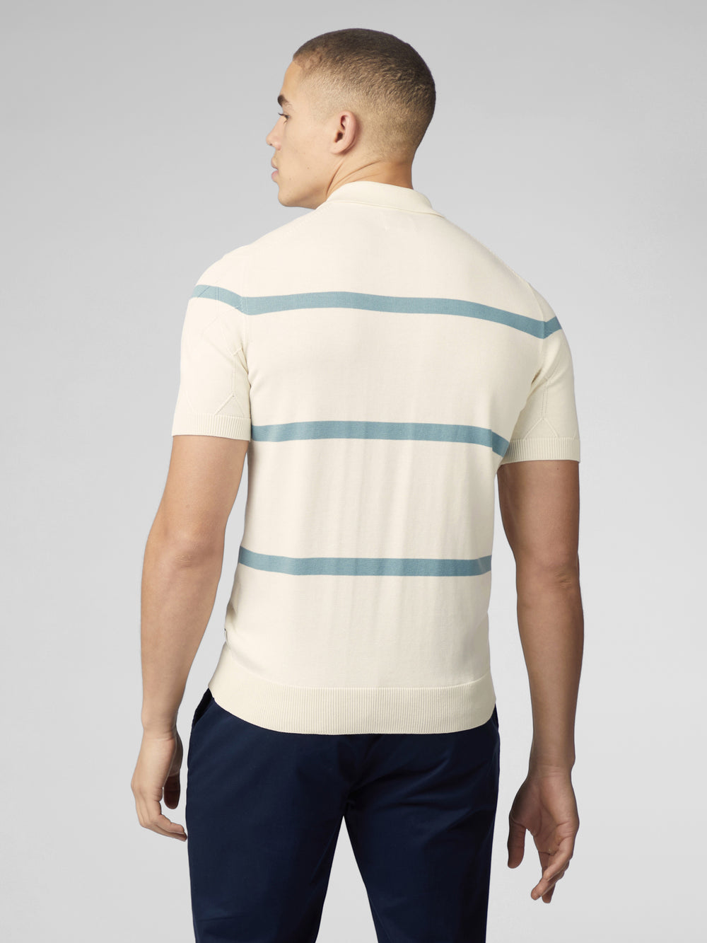 Ben Sherman Signature Argyle Stripe Polo Strikkevarer Hvide | JKLPC0675