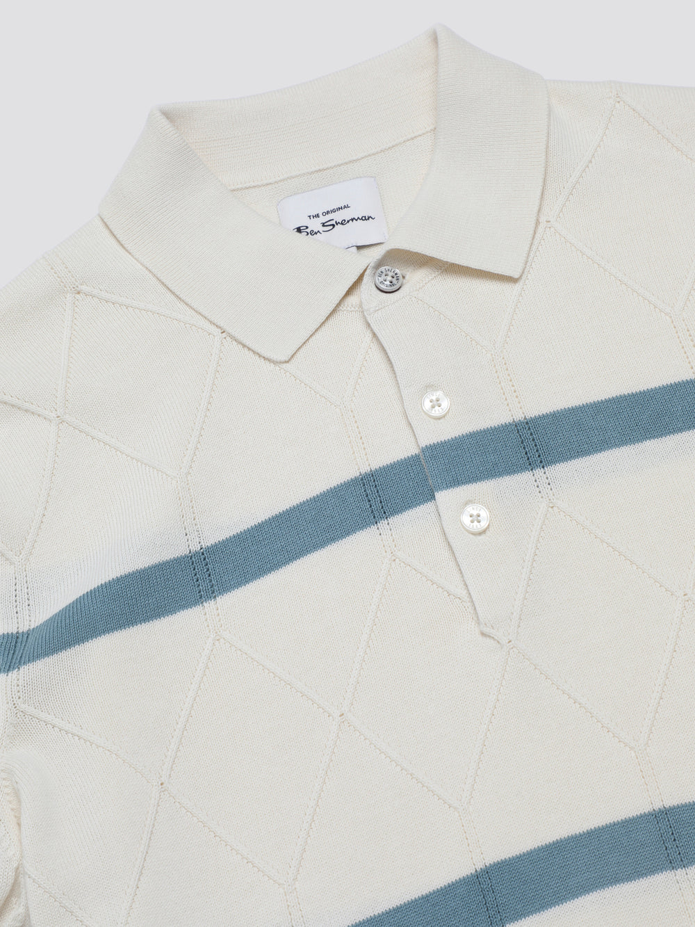 Ben Sherman Signature Argyle Stripe Polo Strikkevarer Hvide | JKLPC0675