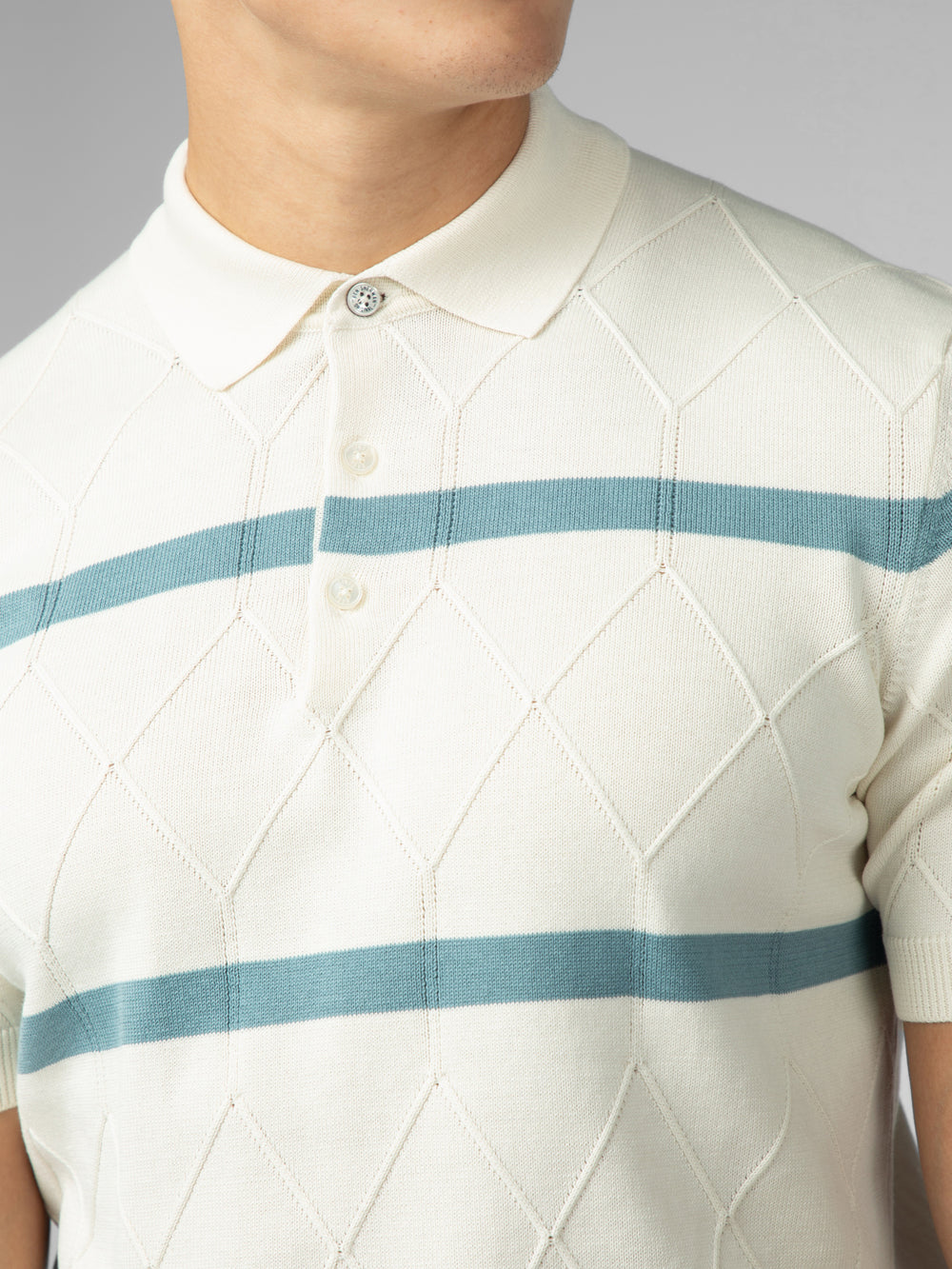 Ben Sherman Signature Argyle Stripe Polo Strikkevarer Hvide | JKLPC0675