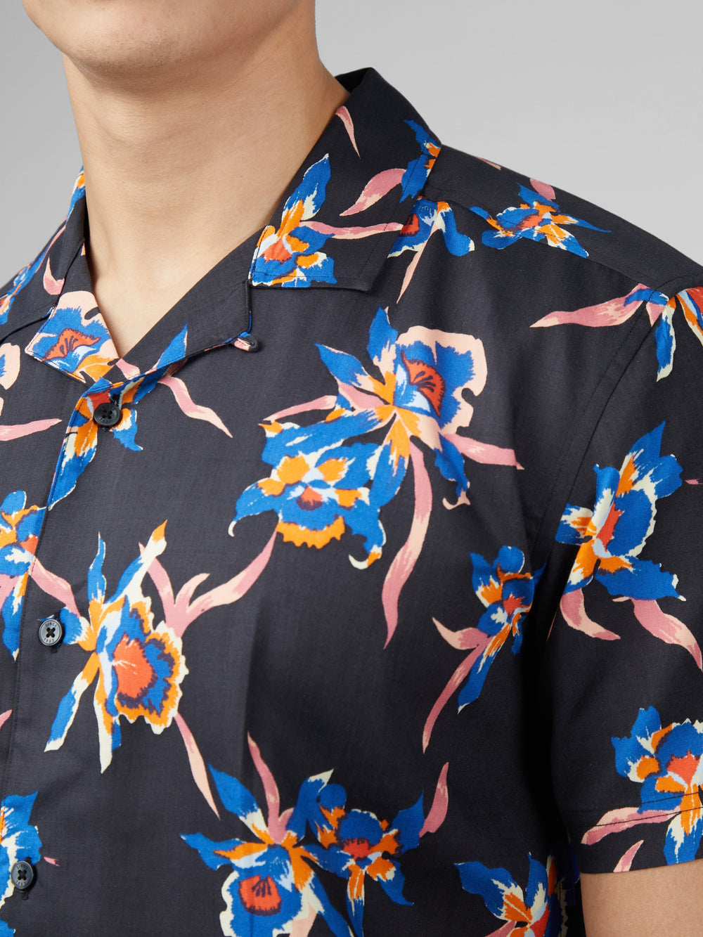 Ben Sherman Signature Botanical Print Skjorte Sort | OSCYM4865