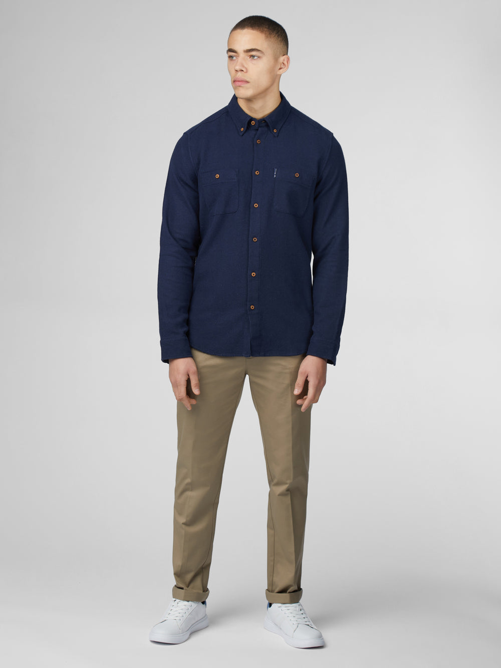 Ben Sherman Signature Boucle Skjorte Mørkeblå | HTUQI5249