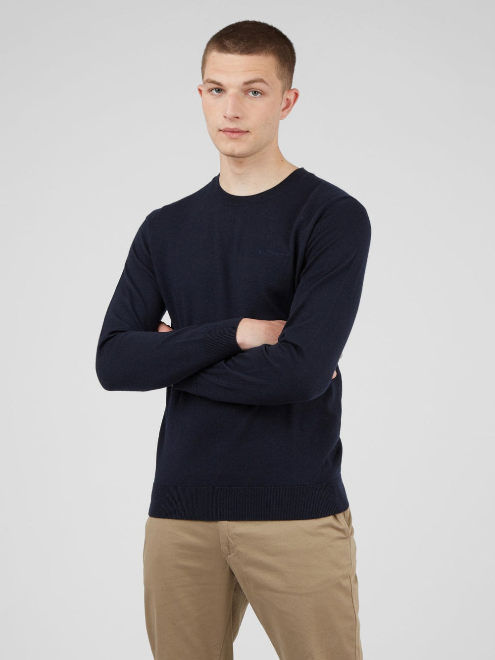 Ben Sherman Signature Crewneck Strikkevarer Mørkeblå | SZDYL8032