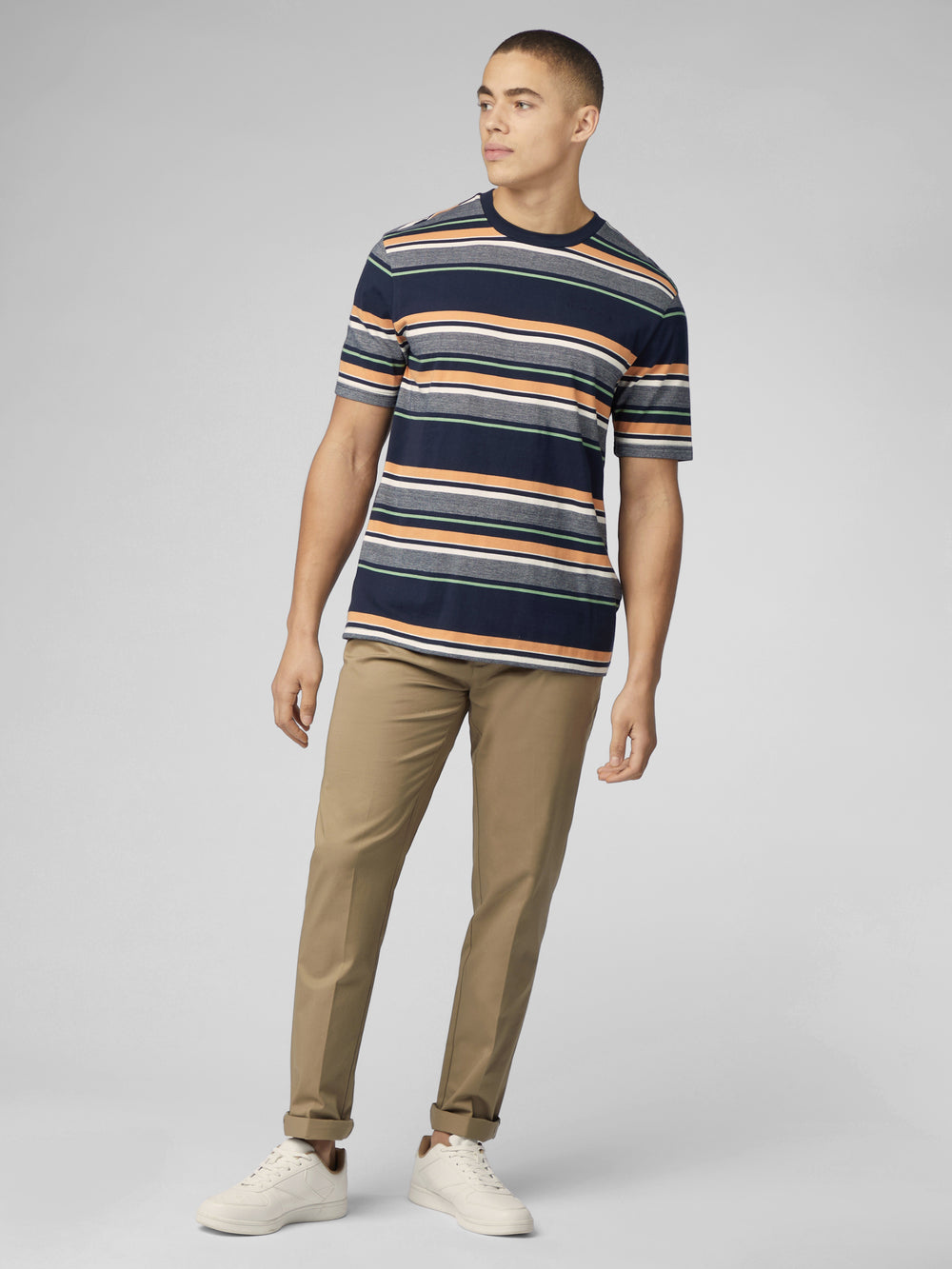 Ben Sherman Signature Engineered Stripe T-Shirt Mørkeblå | OMRCN9264