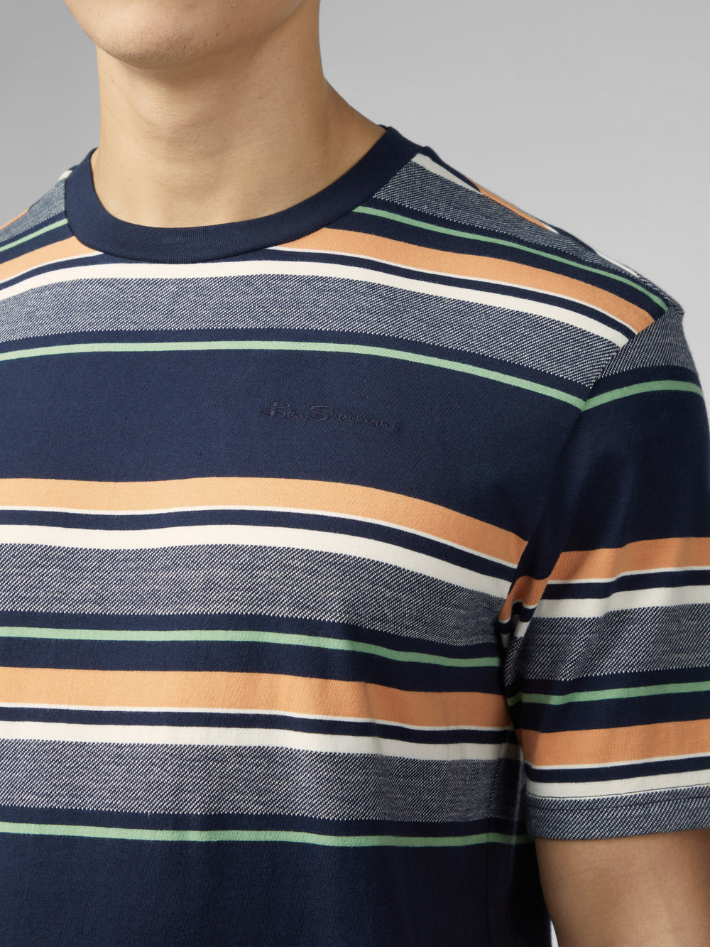 Ben Sherman Signature Engineered Stripe T-Shirt Mørkeblå | OMRCN9264