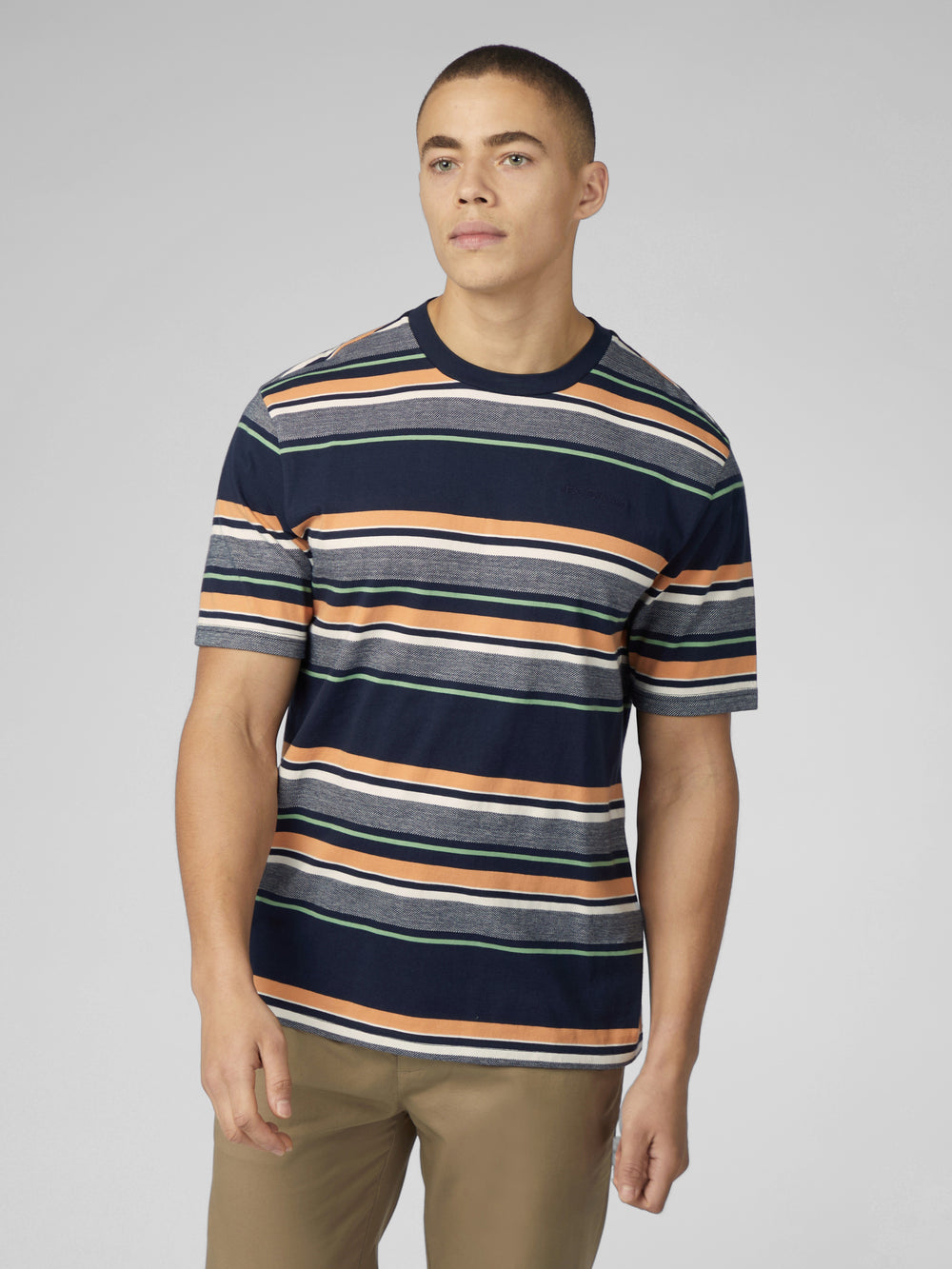 Ben Sherman Signature Engineered Stripe T-Shirt Mørkeblå | OMRCN9264