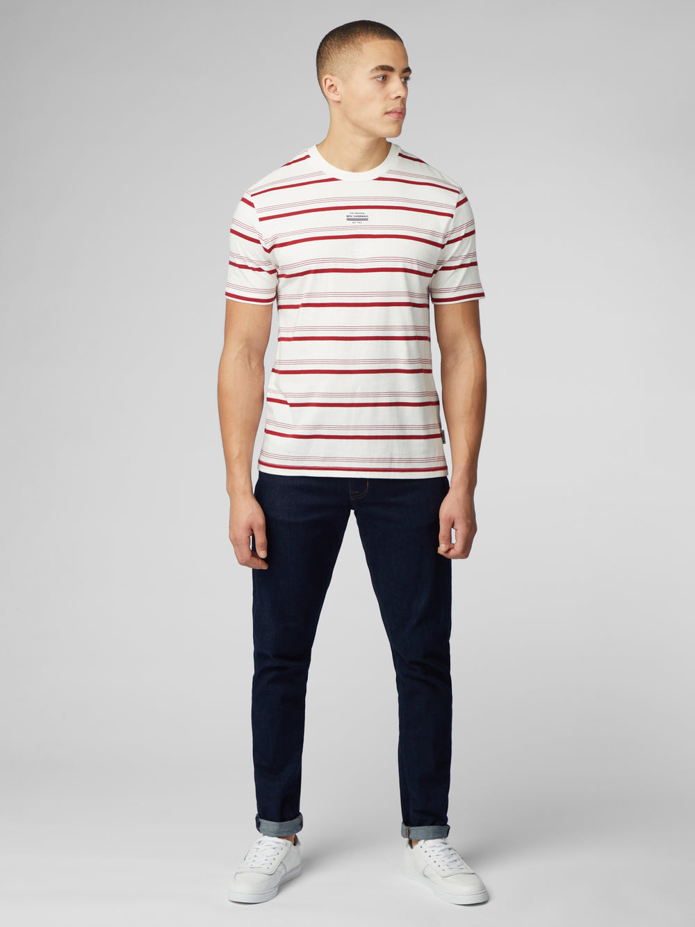 Ben Sherman Signature Fine Stripe T-Shirt Hvide | TFVMP0273