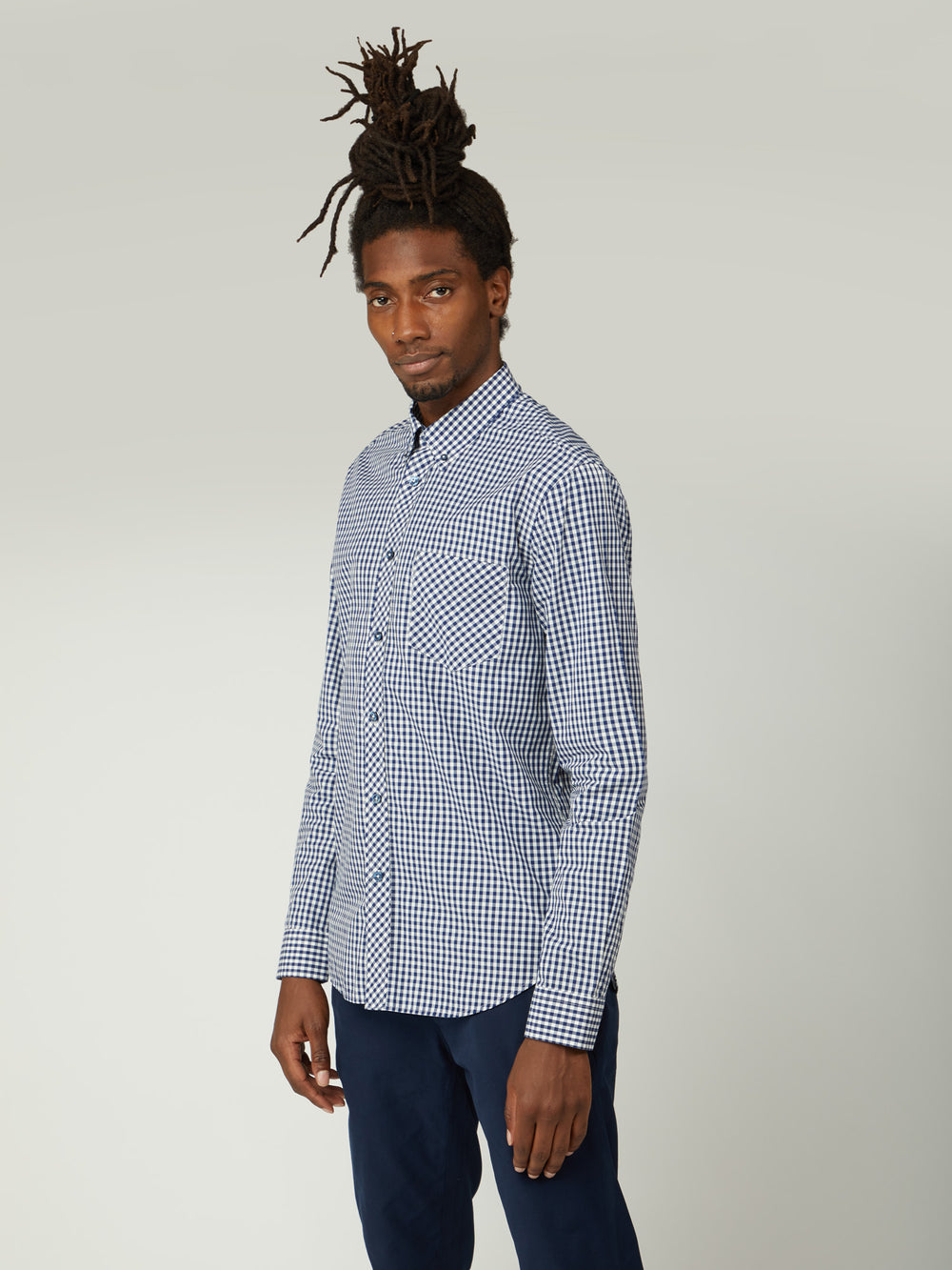 Ben Sherman Signature Long-Sleeve Gingham Skjorte Mørkeblå | LIVNR2345