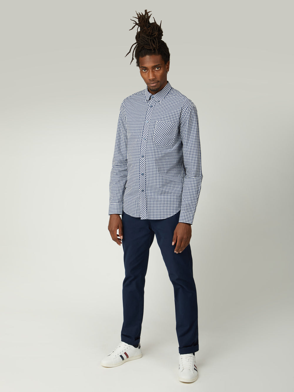 Ben Sherman Signature Long-Sleeve Gingham Skjorte Mørkeblå | LIVNR2345