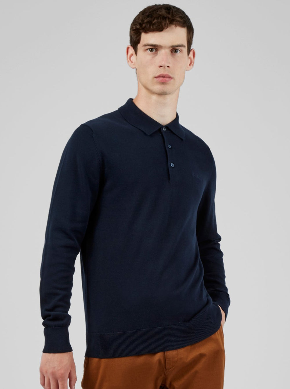 Ben Sherman Signature Long-Sleeve Sweater Med Polo Hals Mørkeblå | DYGWA7846