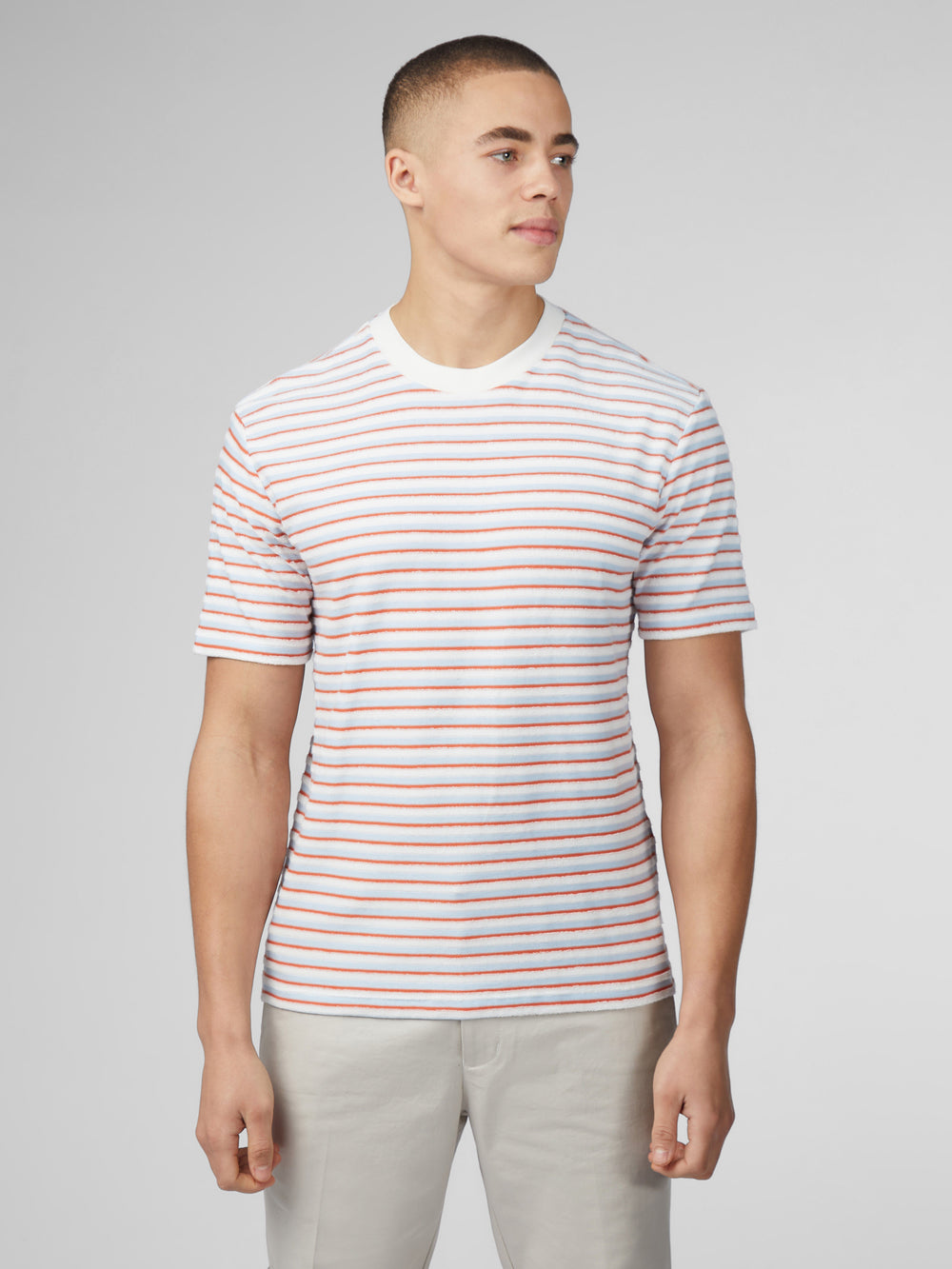 Ben Sherman Signature Loopback Stripe T-Shirt Blå | CLNVU3416