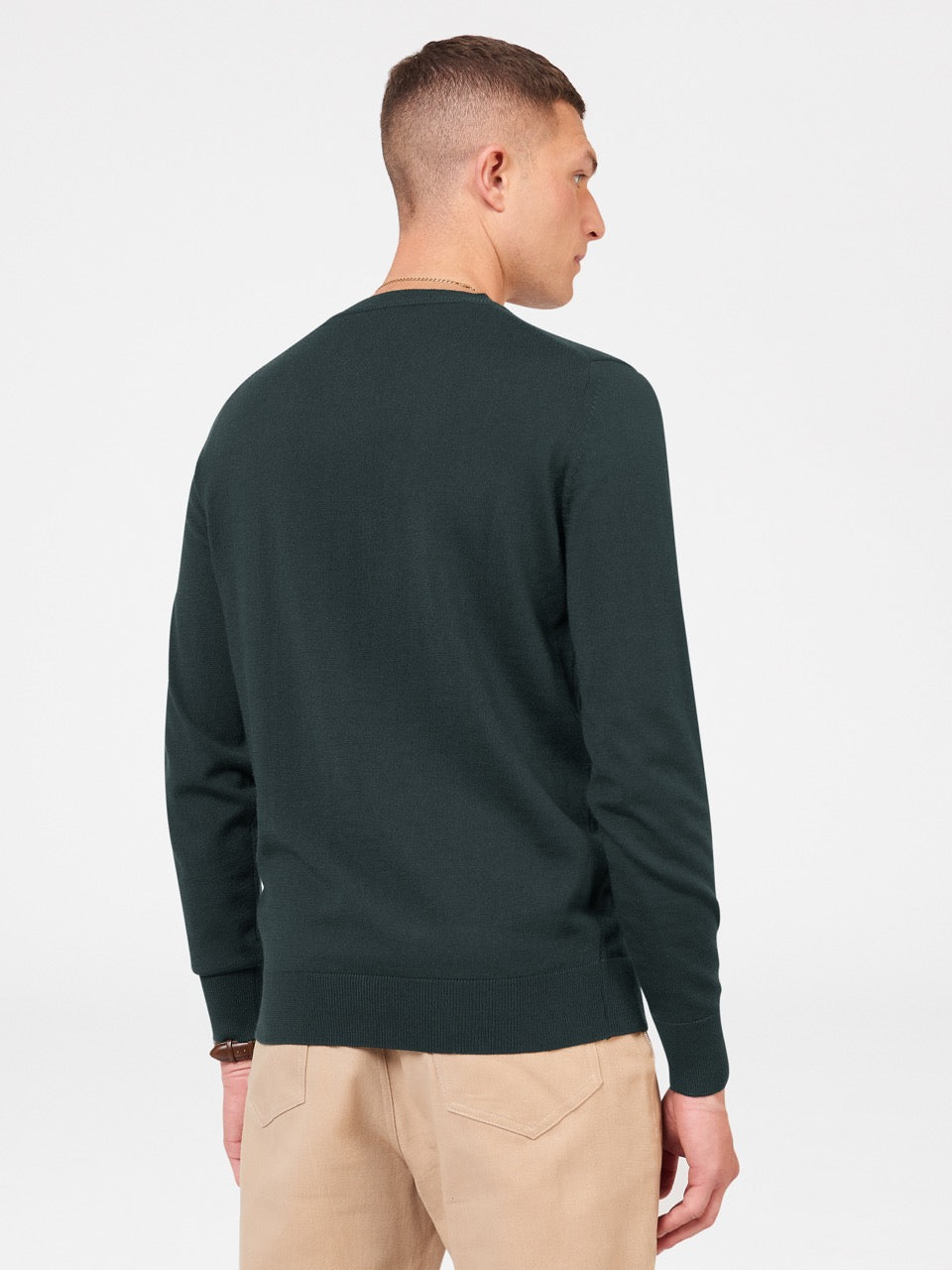 Ben Sherman Signature Merino Crewneck Strikkevarer Mørkegrøn | LNPBD3280