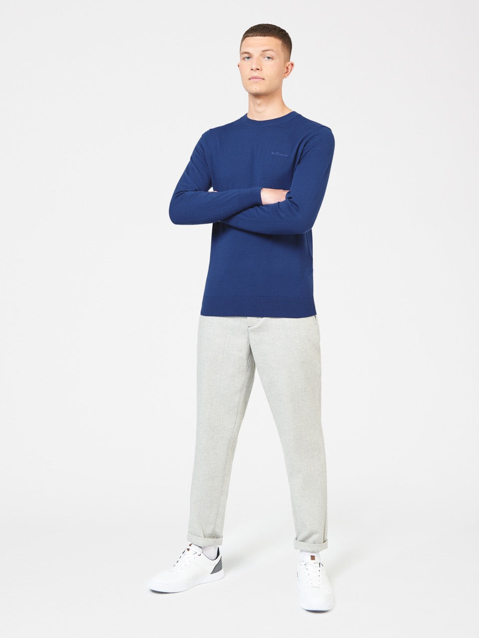 Ben Sherman Signature Merino Crewneck Strikkevarer Blå | BEVCG3845