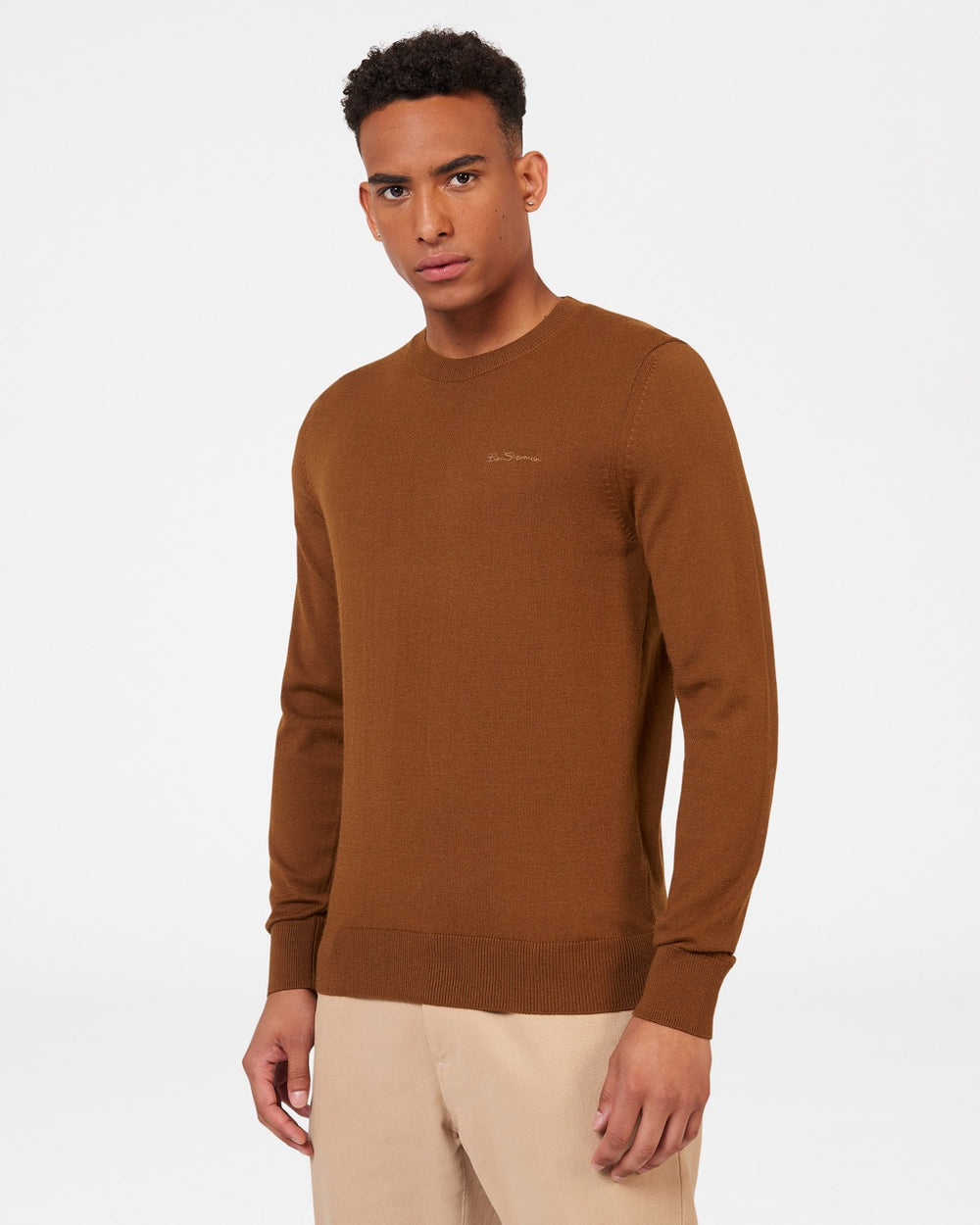 Ben Sherman Signature Merino Crewneck Strikkevarer Brune | SFYUN3546