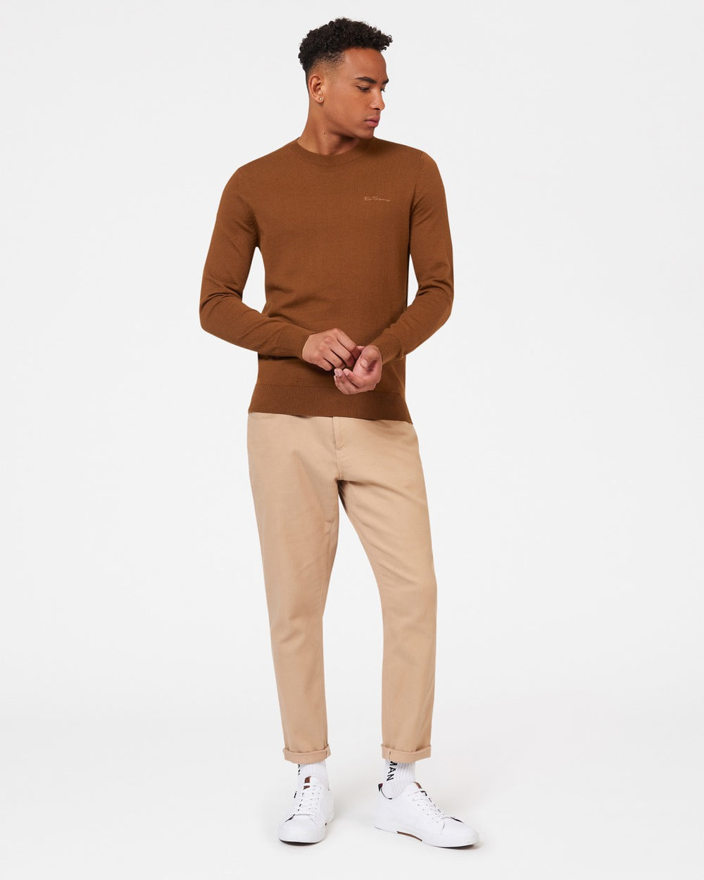 Ben Sherman Signature Merino Crewneck Strikkevarer Brune | SFYUN3546