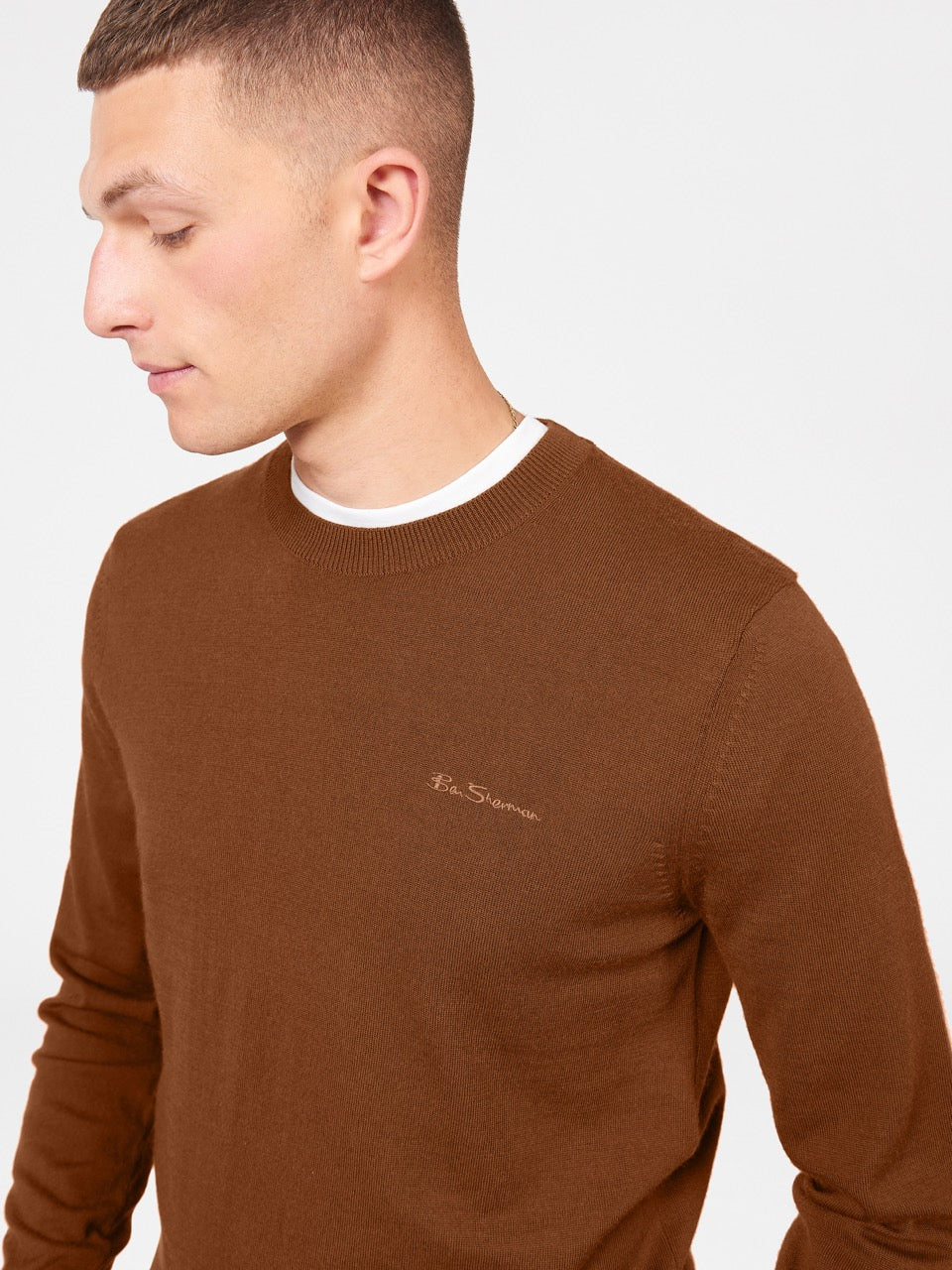 Ben Sherman Signature Merino Crewneck Strikkevarer Brune | SFYUN3546