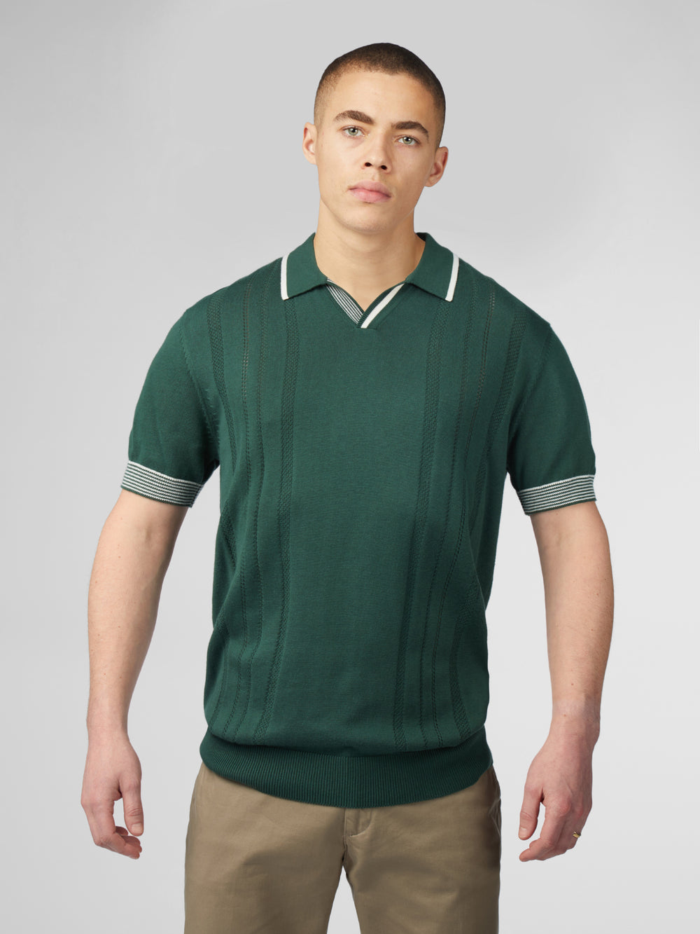 Ben Sherman Signature Open Neck Polo Strikkevarer Grøn | FZIQG8364