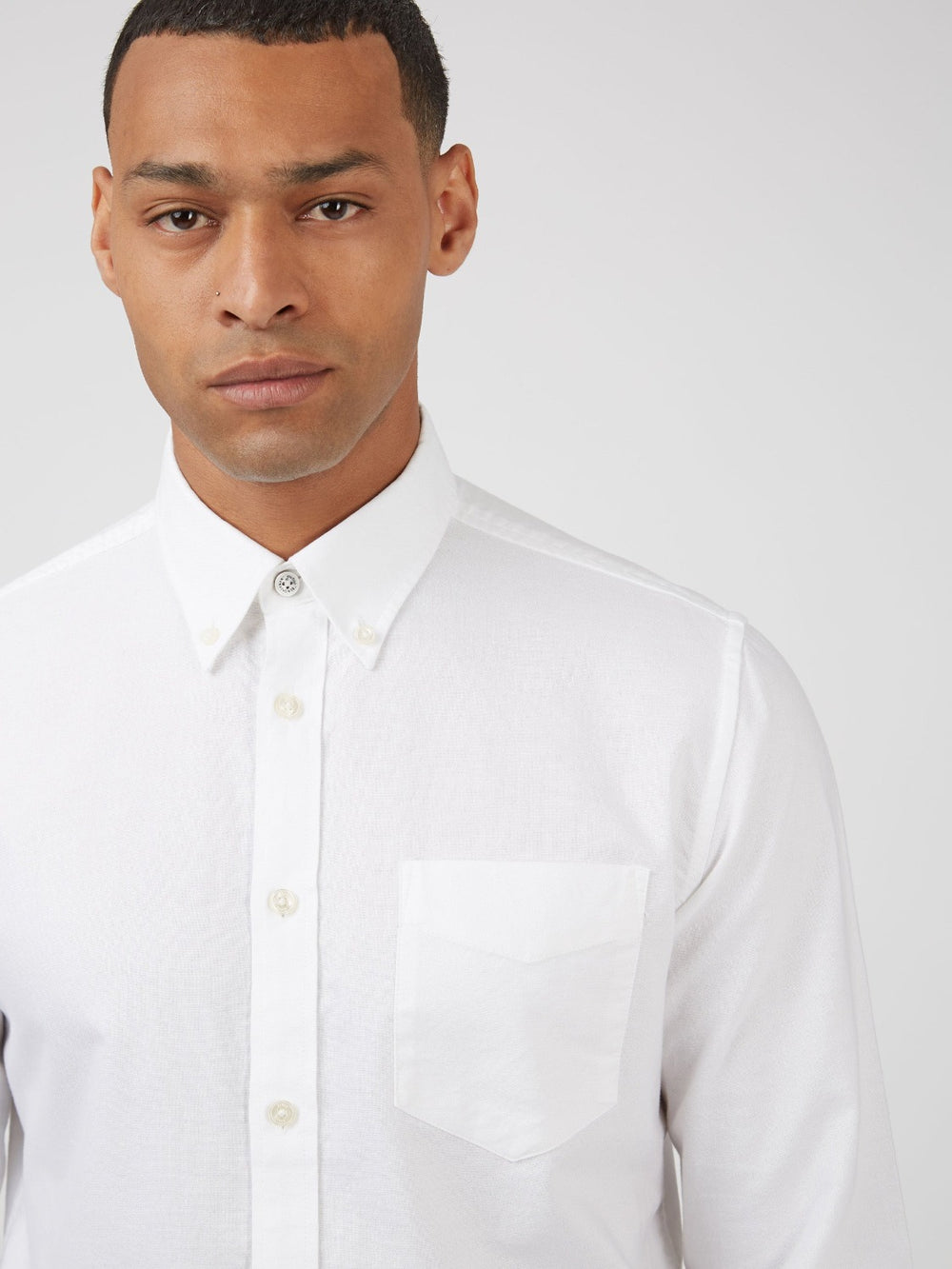 Ben Sherman Signature Organic Long-Sleeve Oxford Skjorte Hvide | SFKMC6207