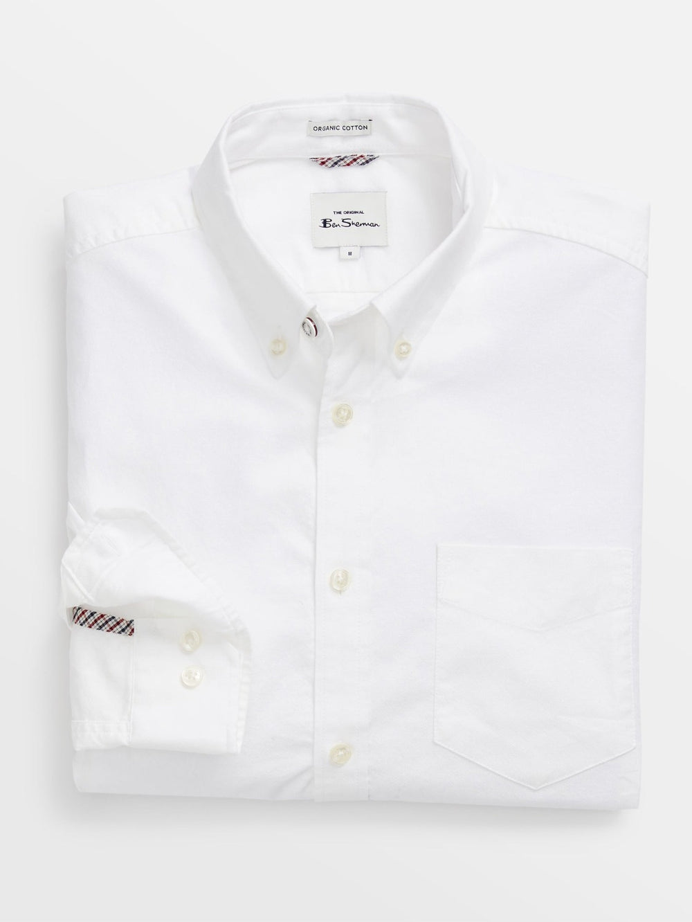 Ben Sherman Signature Organic Long-Sleeve Oxford Skjorte Hvide | SFKMC6207