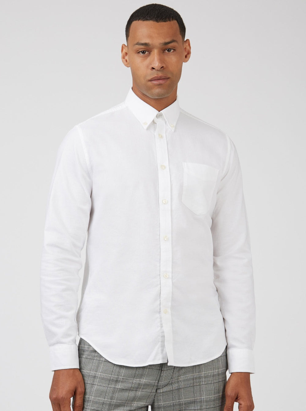 Ben Sherman Signature Organic Long-Sleeve Oxford Skjorte Hvide | SFKMC6207