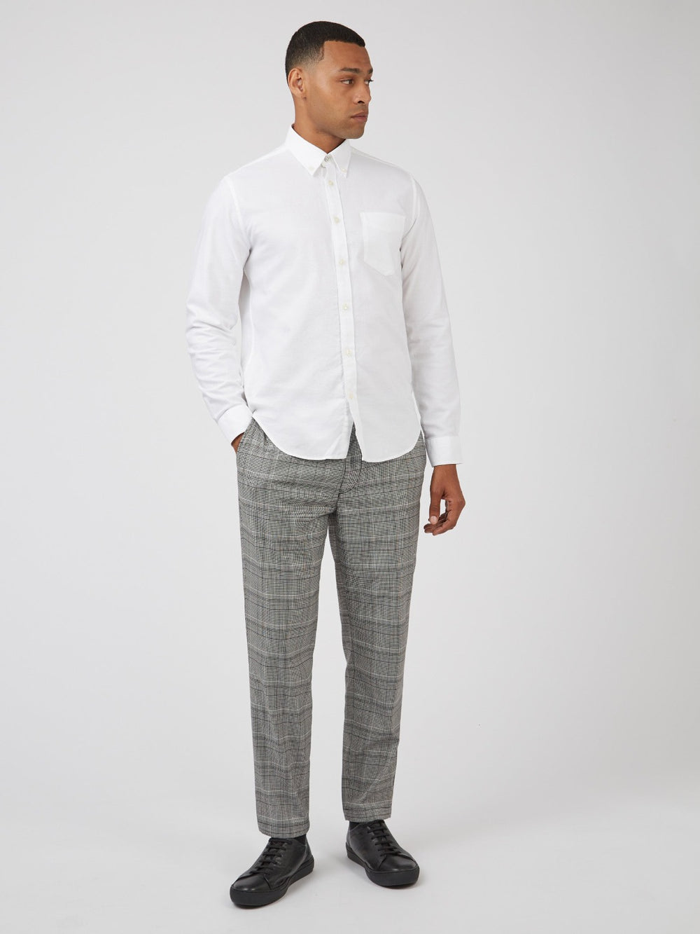 Ben Sherman Signature Organic Long-Sleeve Oxford Skjorte Hvide | SFKMC6207