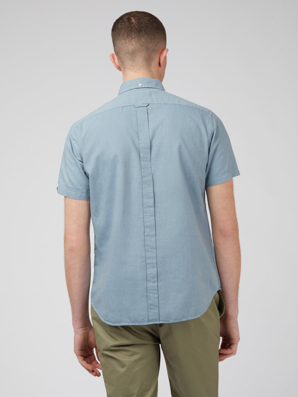 Ben Sherman Signature Organic Short-Sleeve Oxford Shadow Skjorte Blå Grå | IGLRO1093