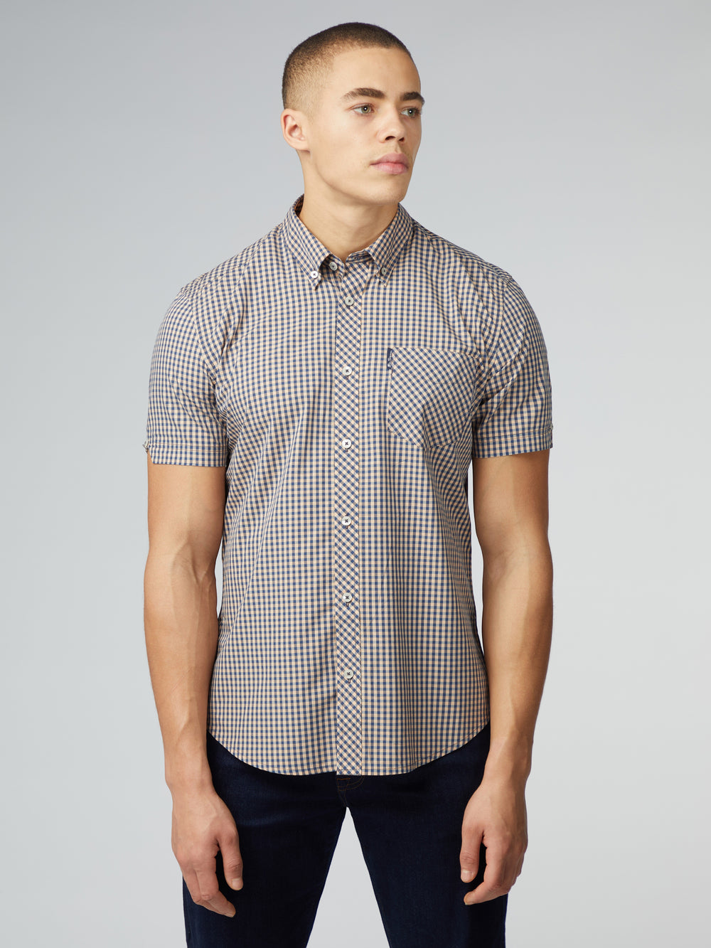 Ben Sherman Signature Short Sleeve Gingham Skjorte Kobber Orange | KLHQG9310