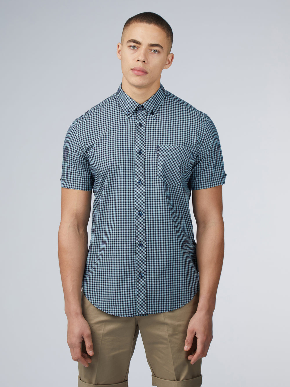 Ben Sherman Signature Short Sleeve Gingham Skjorte Blå | JDNKT3546