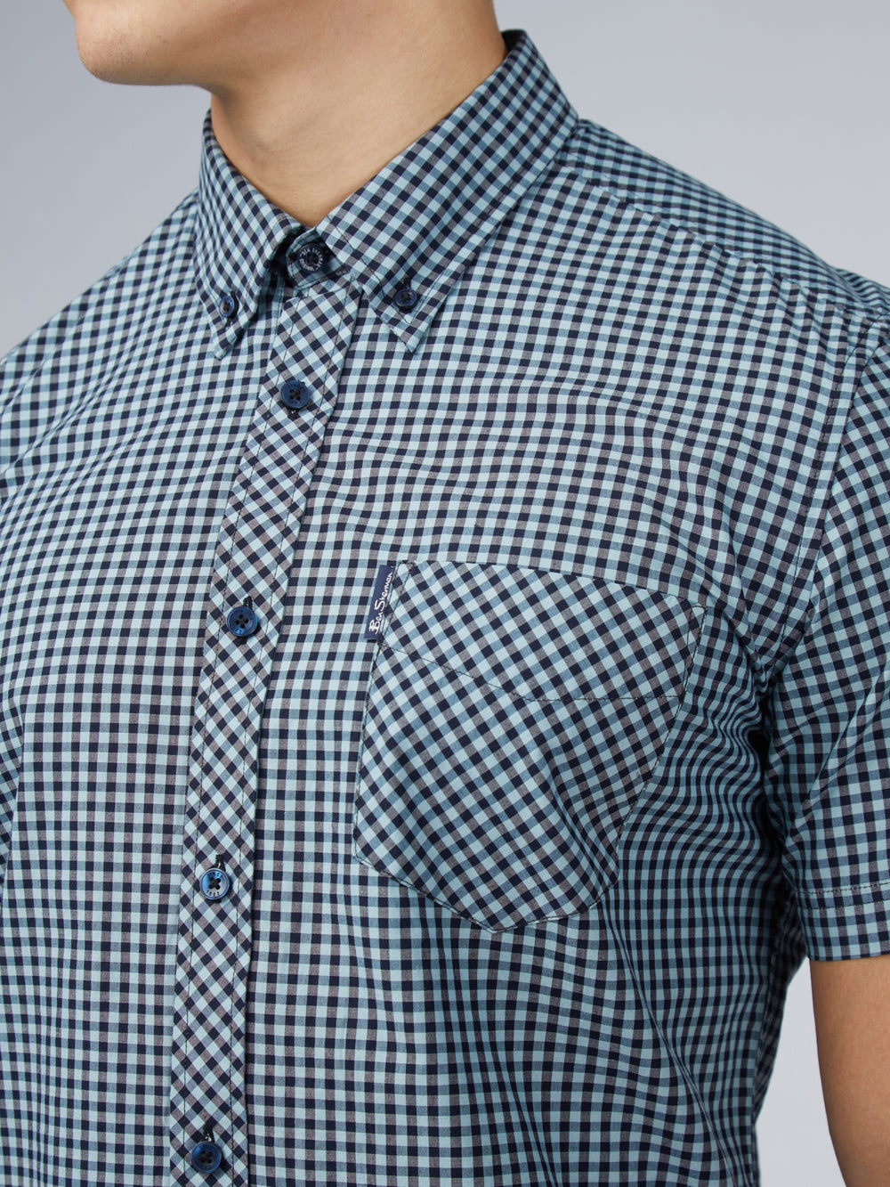 Ben Sherman Signature Short Sleeve Gingham Skjorte Blå | JDNKT3546