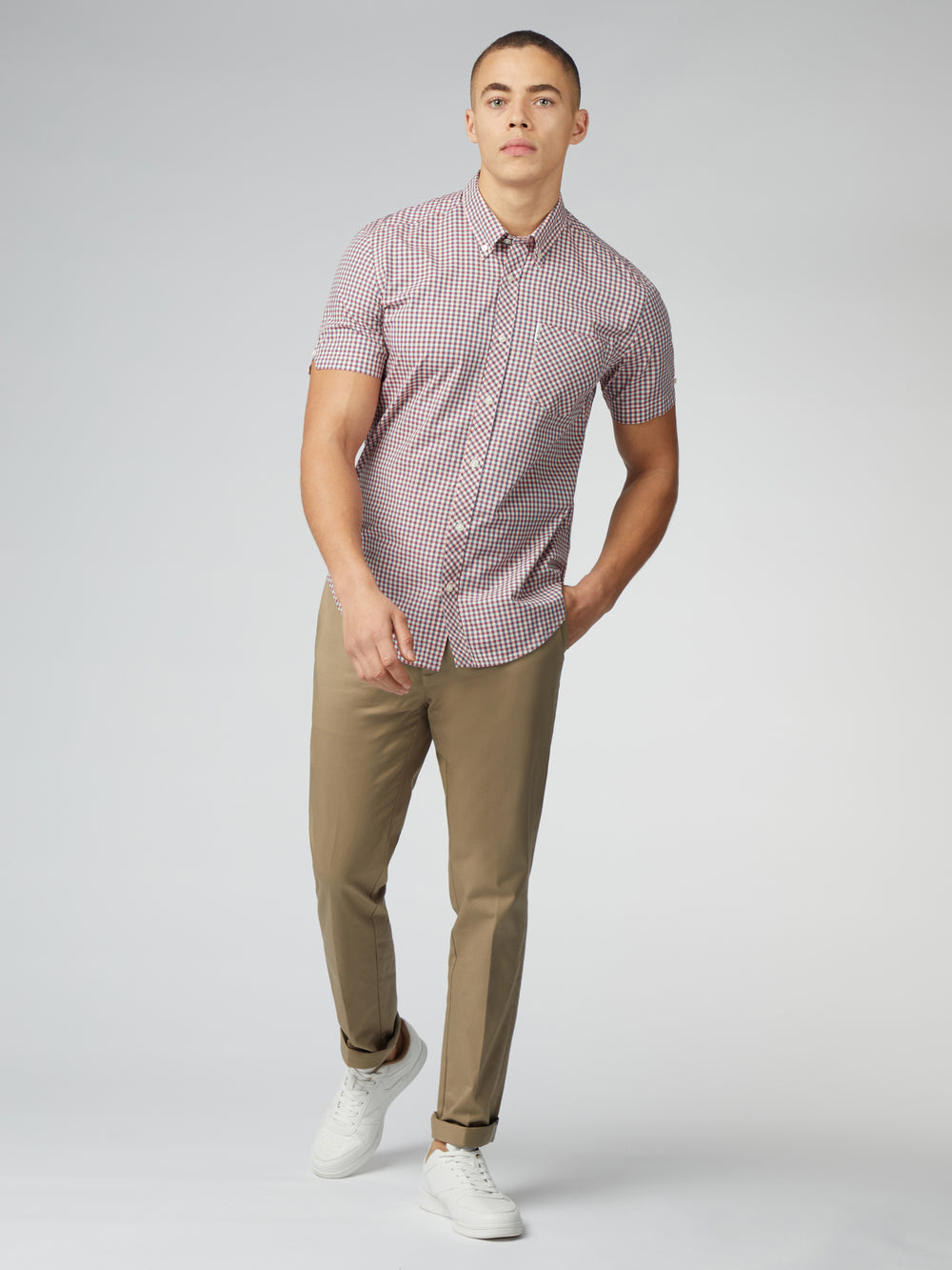 Ben Sherman Signature Short Sleeve Gingham Skjorte Rød Hvide | AOMCH3418