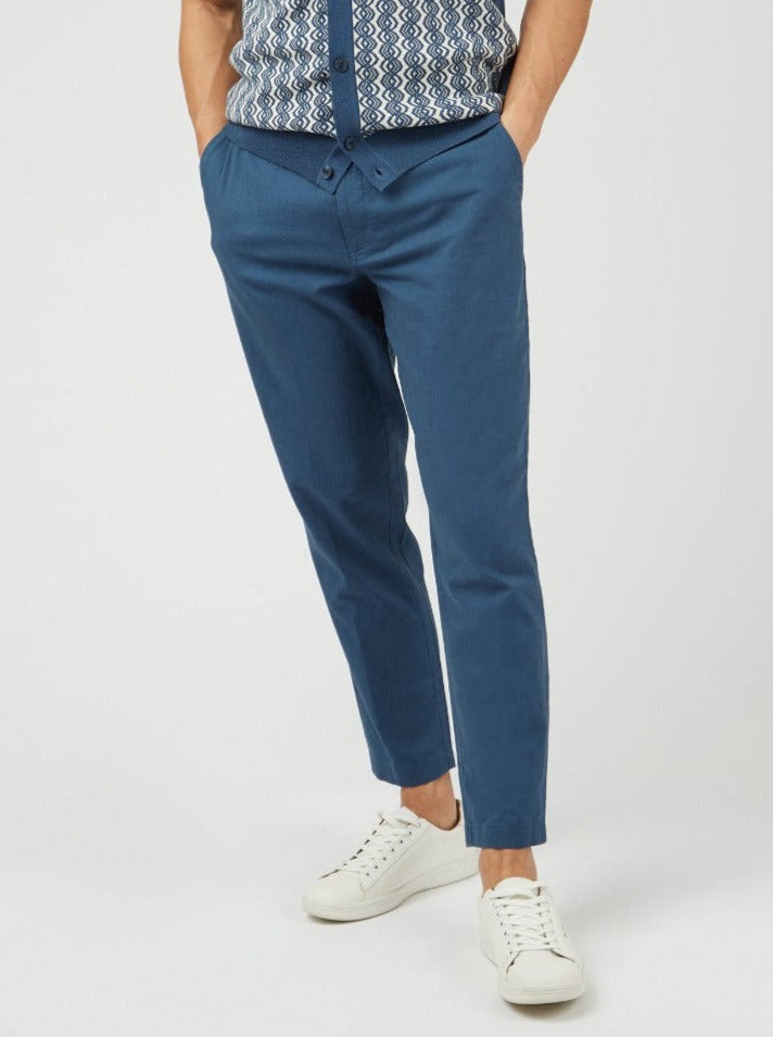 Ben Sherman Signature Slim Taper Linen Bukser Blå | SCROB2483