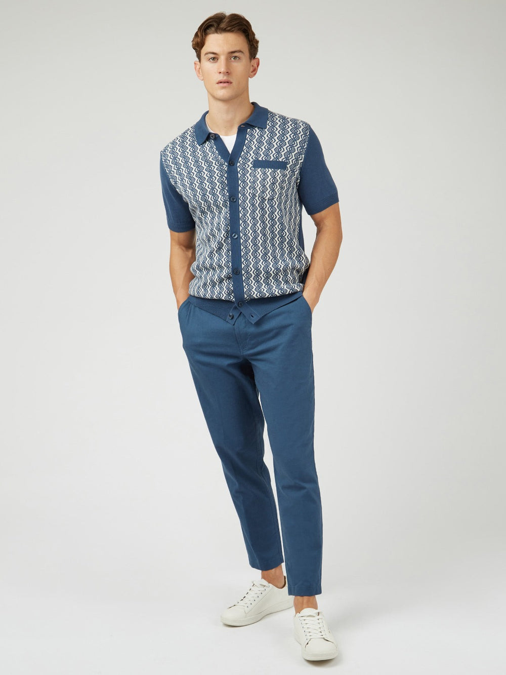 Ben Sherman Signature Slim Taper Linen Bukser Blå | SCROB2483