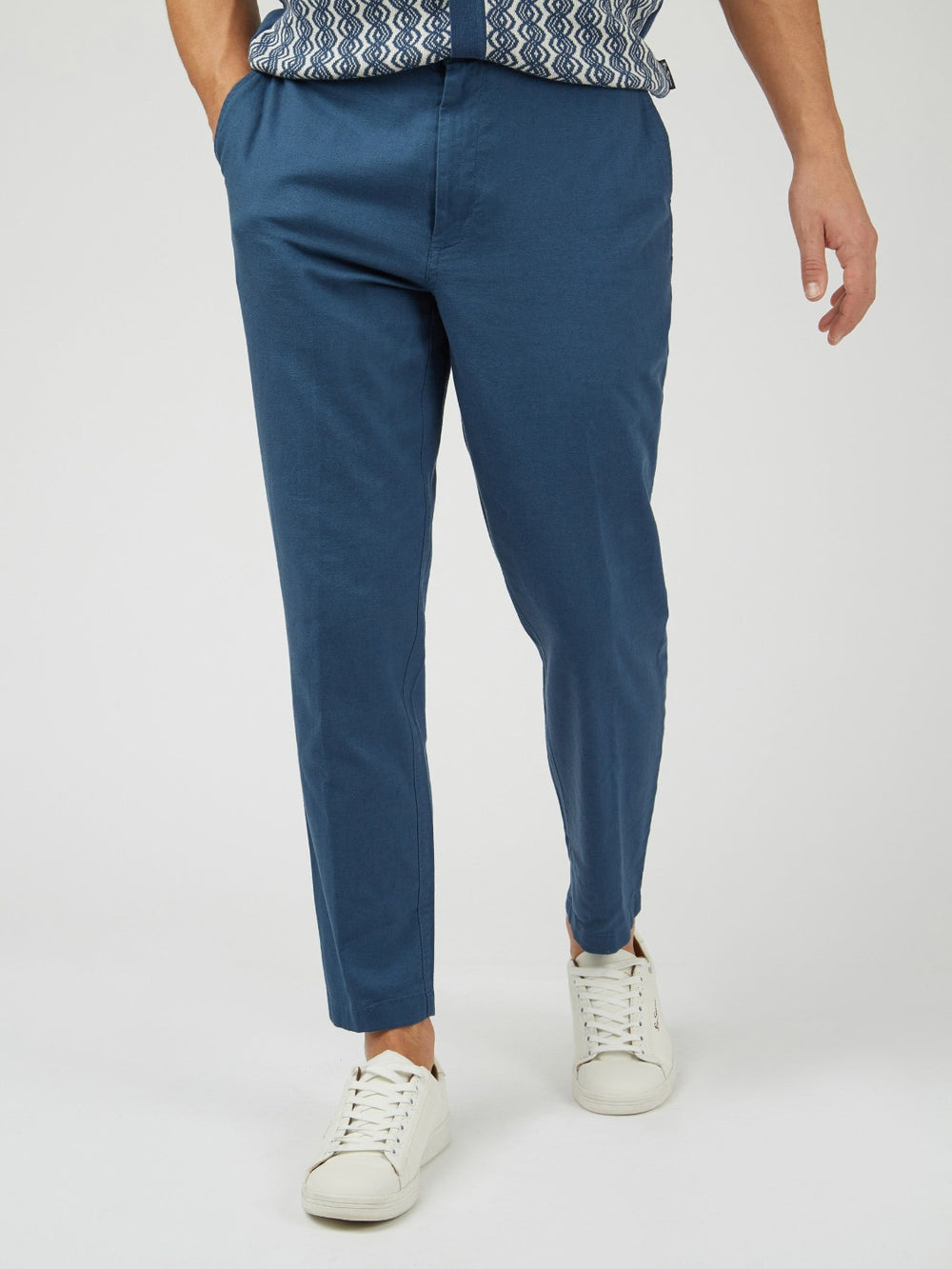 Ben Sherman Signature Slim Taper Linen Bukser Blå | SCROB2483