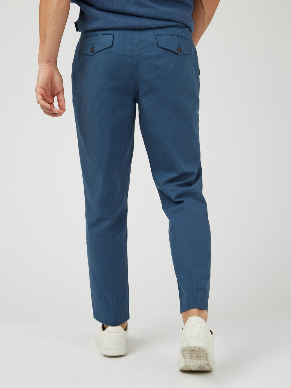 Ben Sherman Signature Slim Taper Linen Bukser Blå | SCROB2483