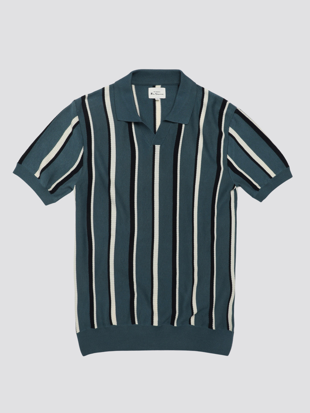 Ben Sherman Signature Vertical Stripe Open Neck Polo Strikkevarer Turkis | JNCVP1024