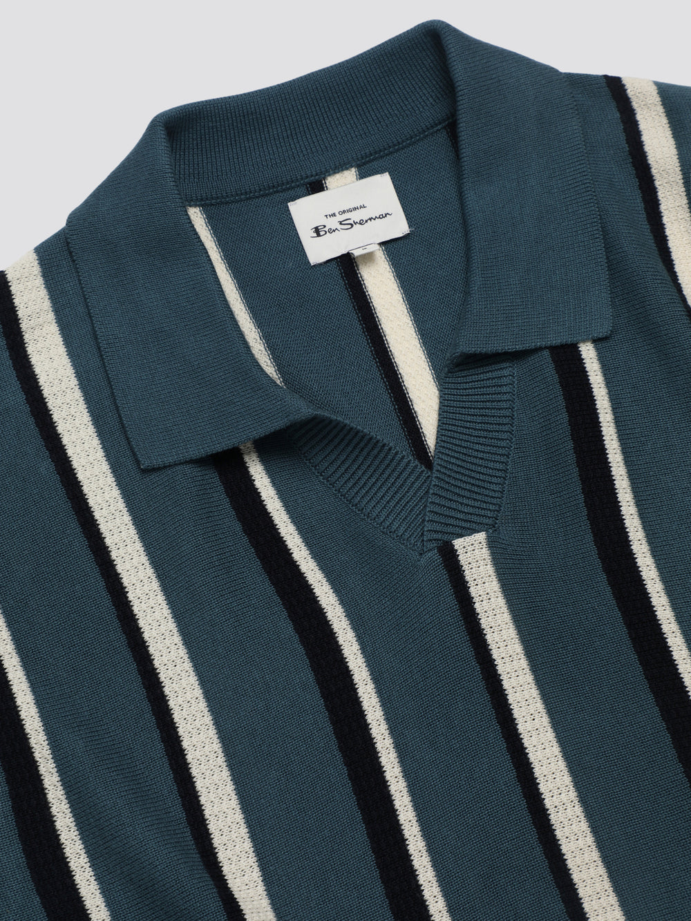 Ben Sherman Signature Vertical Stripe Open Neck Polo Strikkevarer Turkis | JNCVP1024