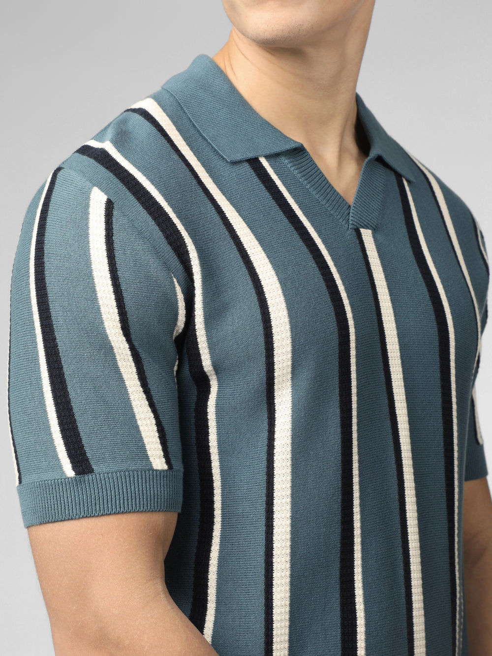 Ben Sherman Signature Vertical Stripe Open Neck Polo Strikkevarer Turkis | JNCVP1024