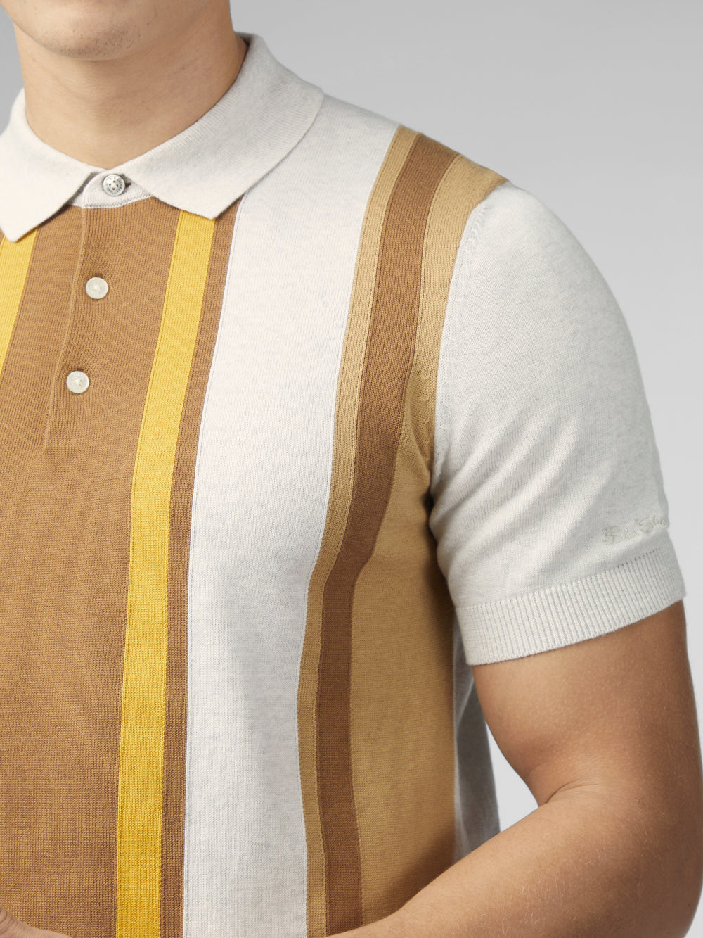 Ben Sherman Signature Vertical Stripe Polo Strikkevarer Hvide | YSFDU8067