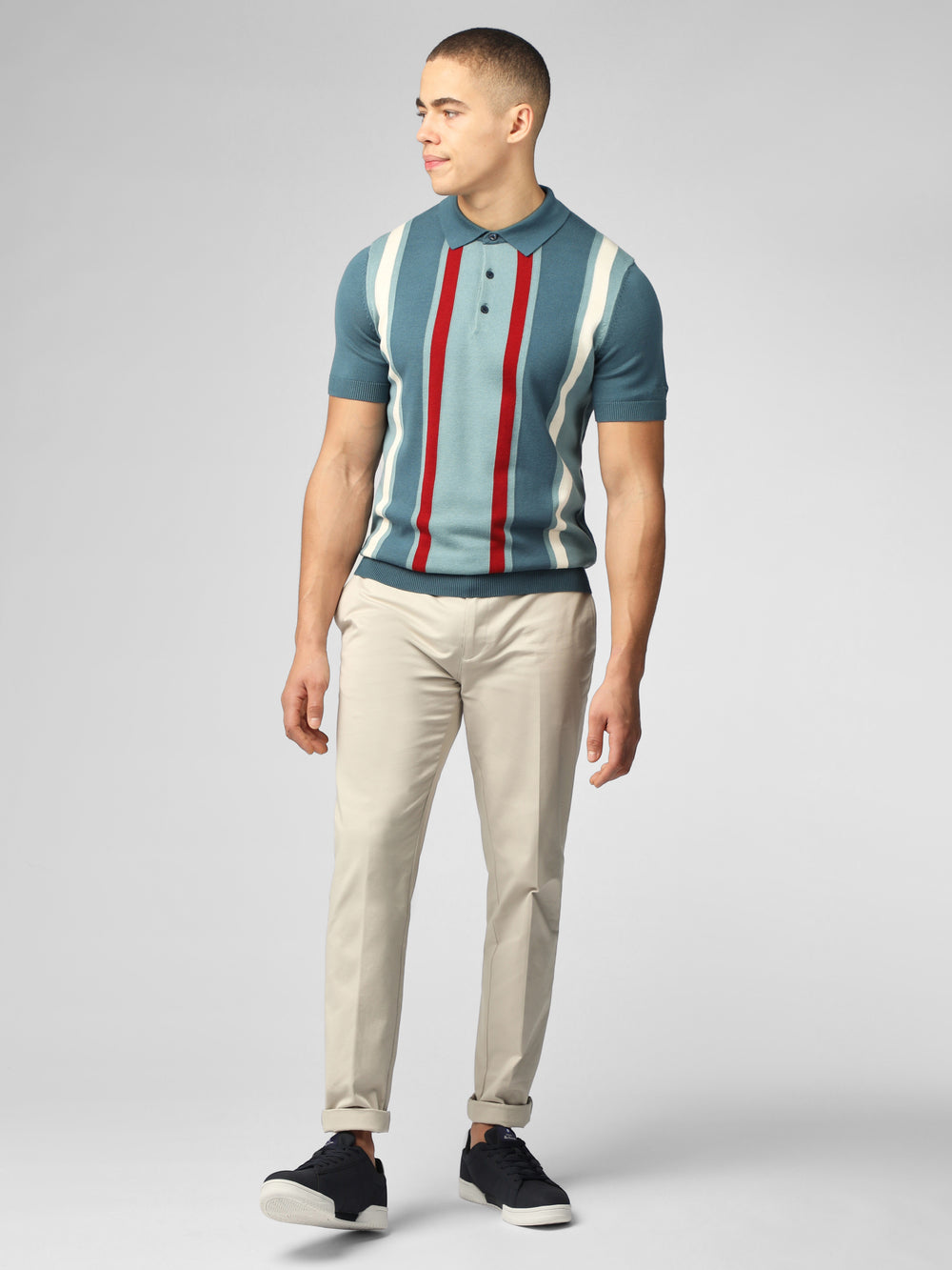 Ben Sherman Signature Vertical Stripe Polo Strikkevarer Turkis | CSWID3569