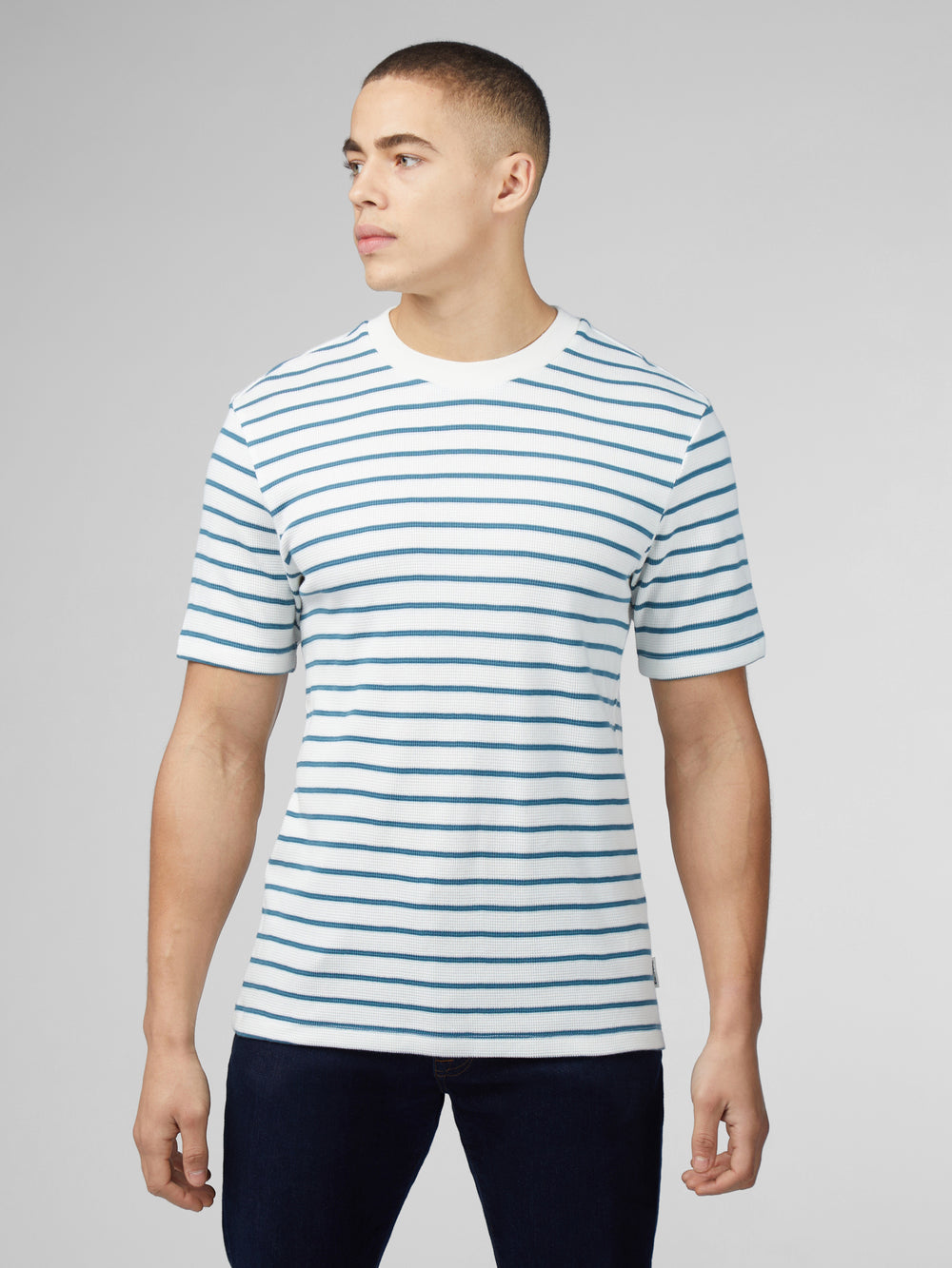 Ben Sherman Signature Waffle Stripe T-Shirt Hvide | MVFZH8246