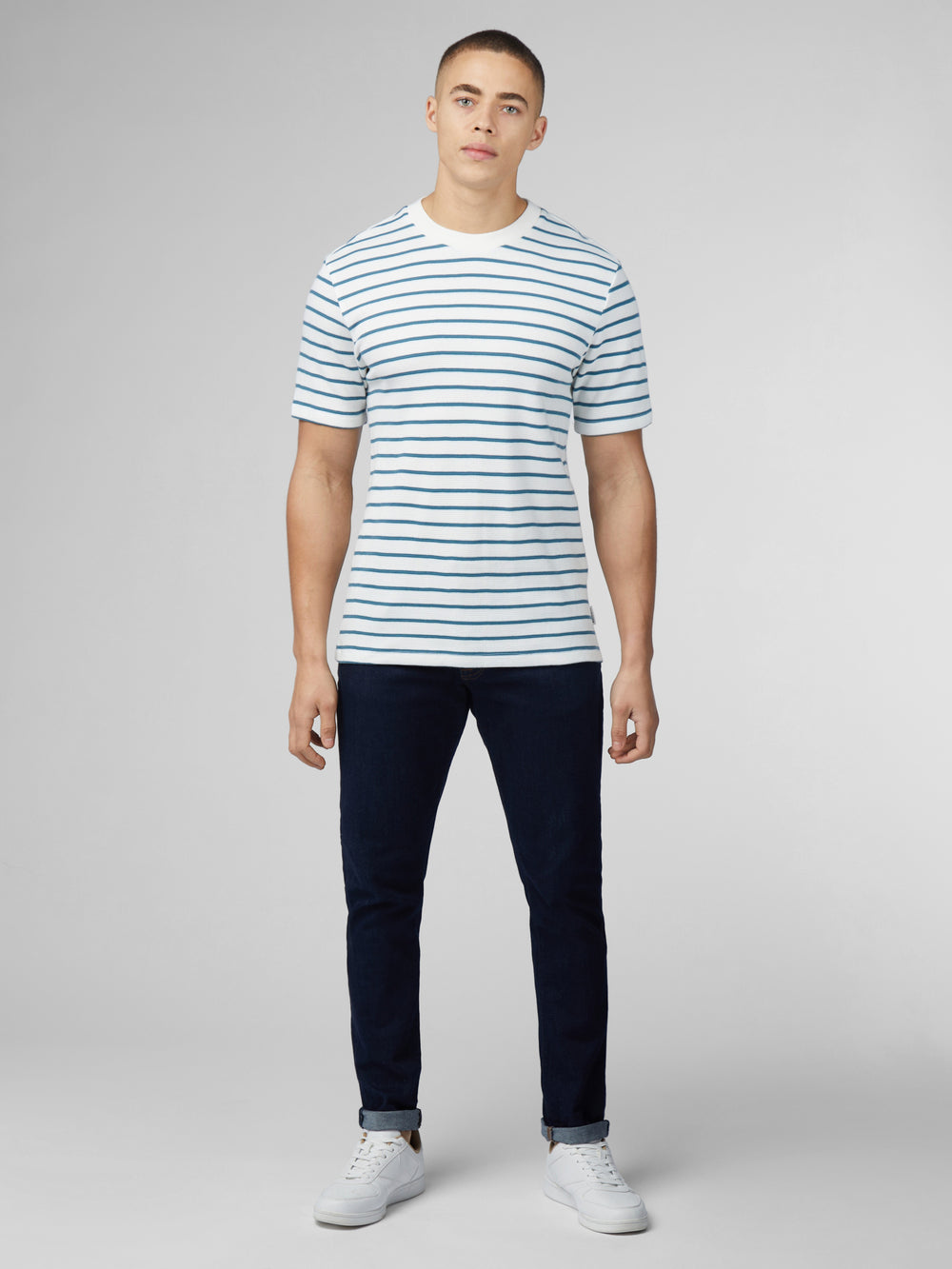 Ben Sherman Signature Waffle Stripe T-Shirt Hvide | MVFZH8246